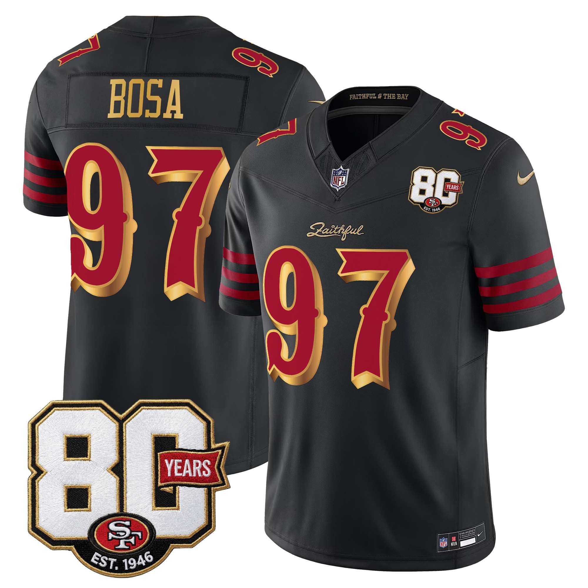 Men's San Francisco 49ers 80th Anniversary Patch Vapor Limited Jersey - Rivalries Edition - All Stitched