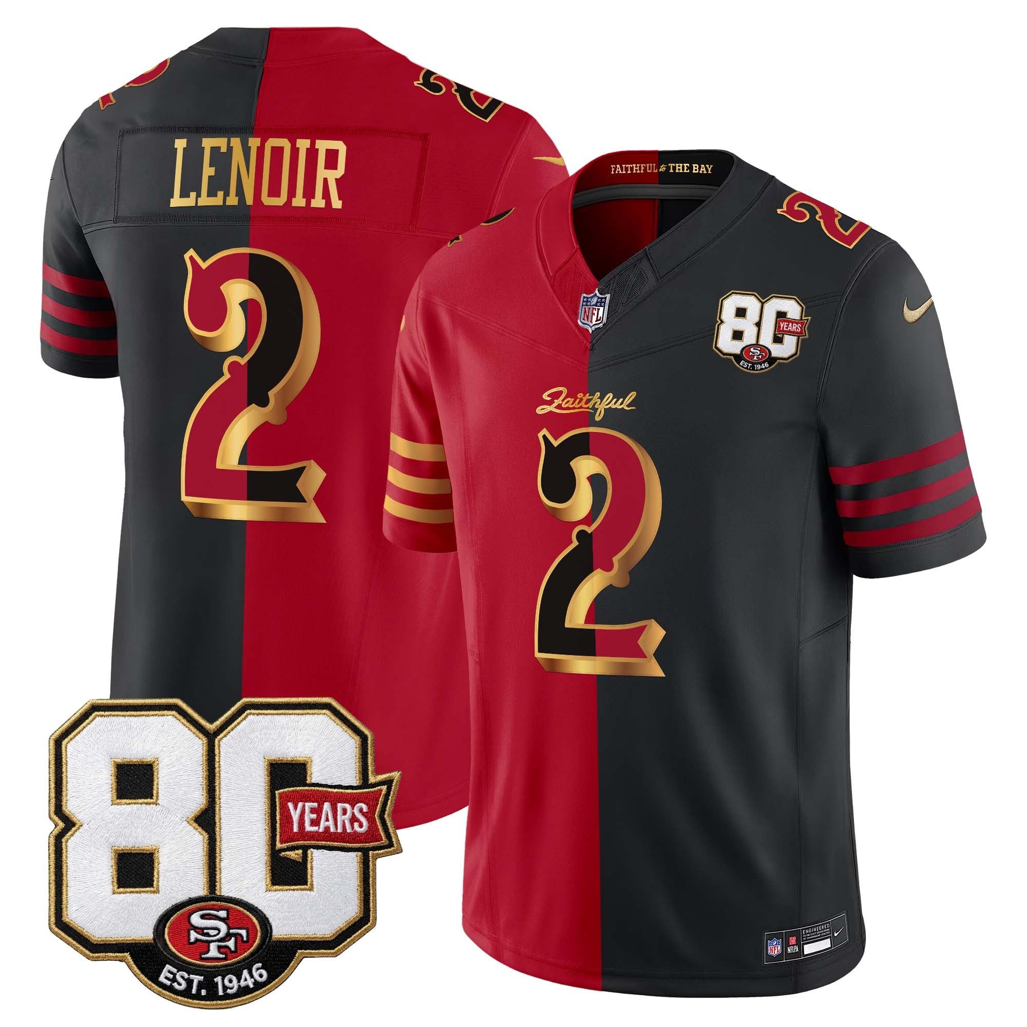 Men's San Francisco 49ers 80th Anniversary Patch Vapor Limited Jersey - Rivalries Edition - All Stitched