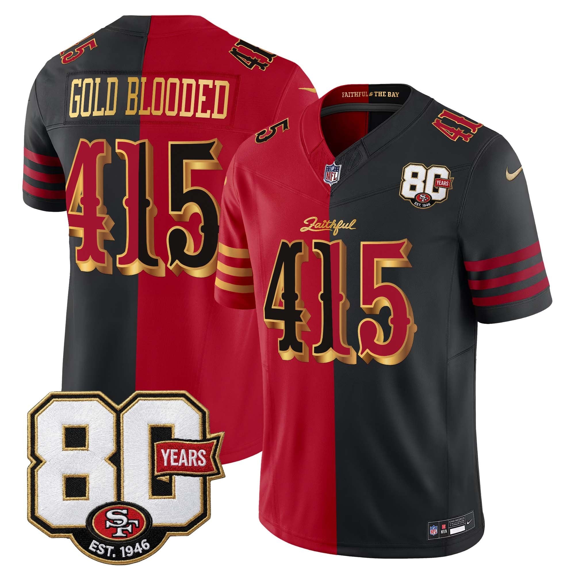 Men's San Francisco 49ers 80th Anniversary Patch Vapor Limited Jersey - Rivalries Edition - All Stitched