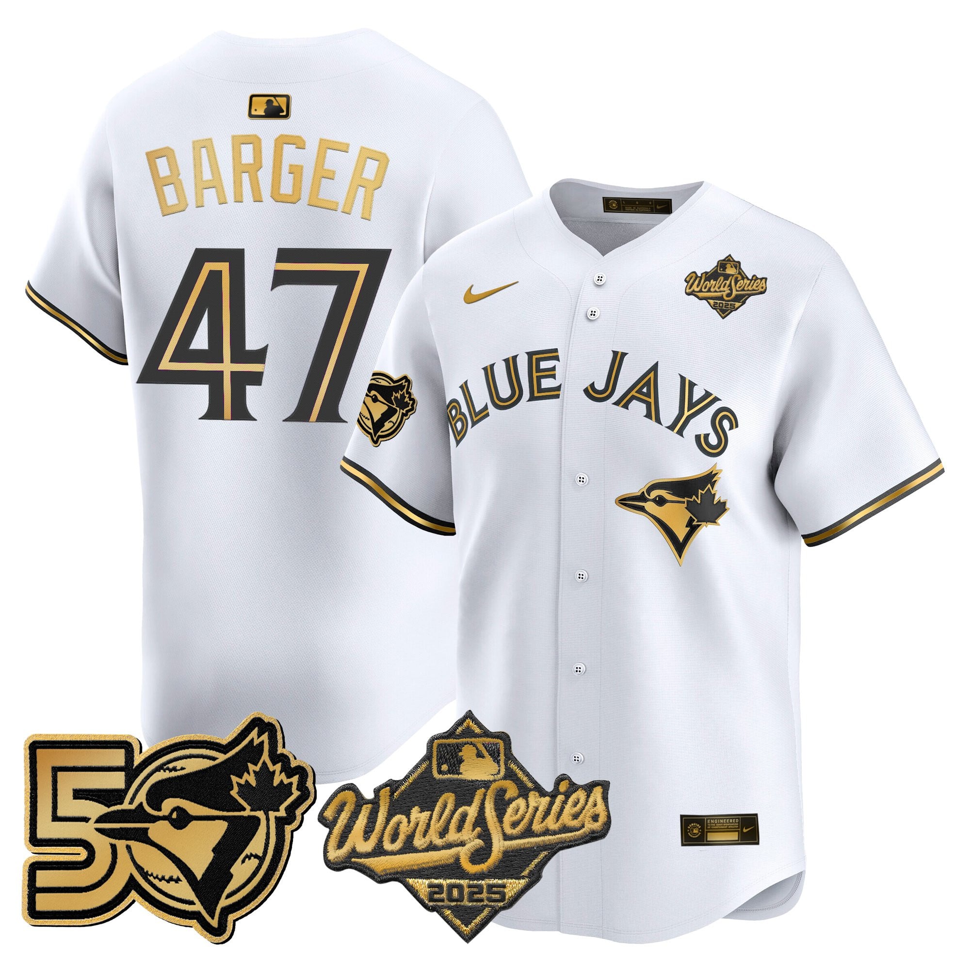 Men's Toronto Blue Jays 2025 World Series Vapor Premier Limited Jersey - 50 Seasons Patch - All Stitched