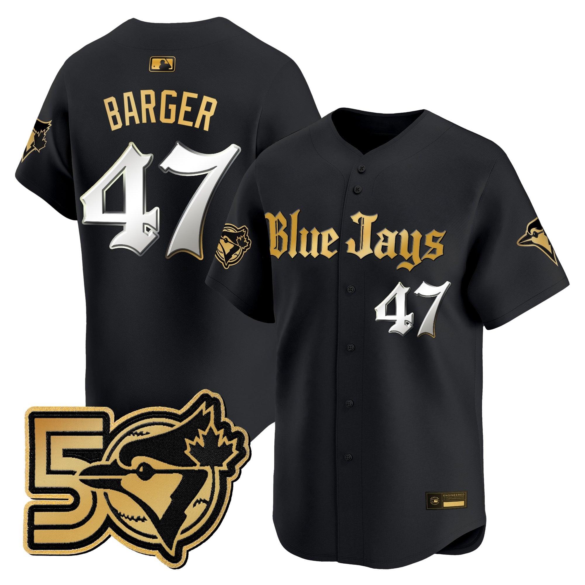 Men's Toronto Blue Jays 50 Seasons Patch Vapor Premier Limited Jersey - Gothic North Edition - All Stitched