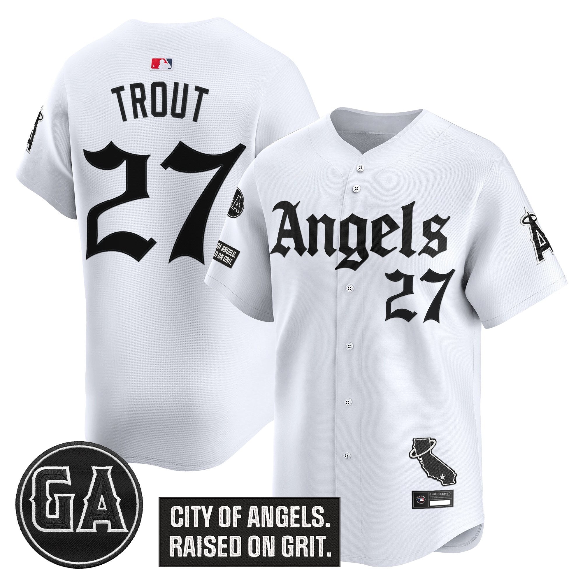 Men's Los Angeles Angels 'Garret Anderson Tribute Patch' Vapor Premier Limited Jersey - Gothic Edition - All Stitched