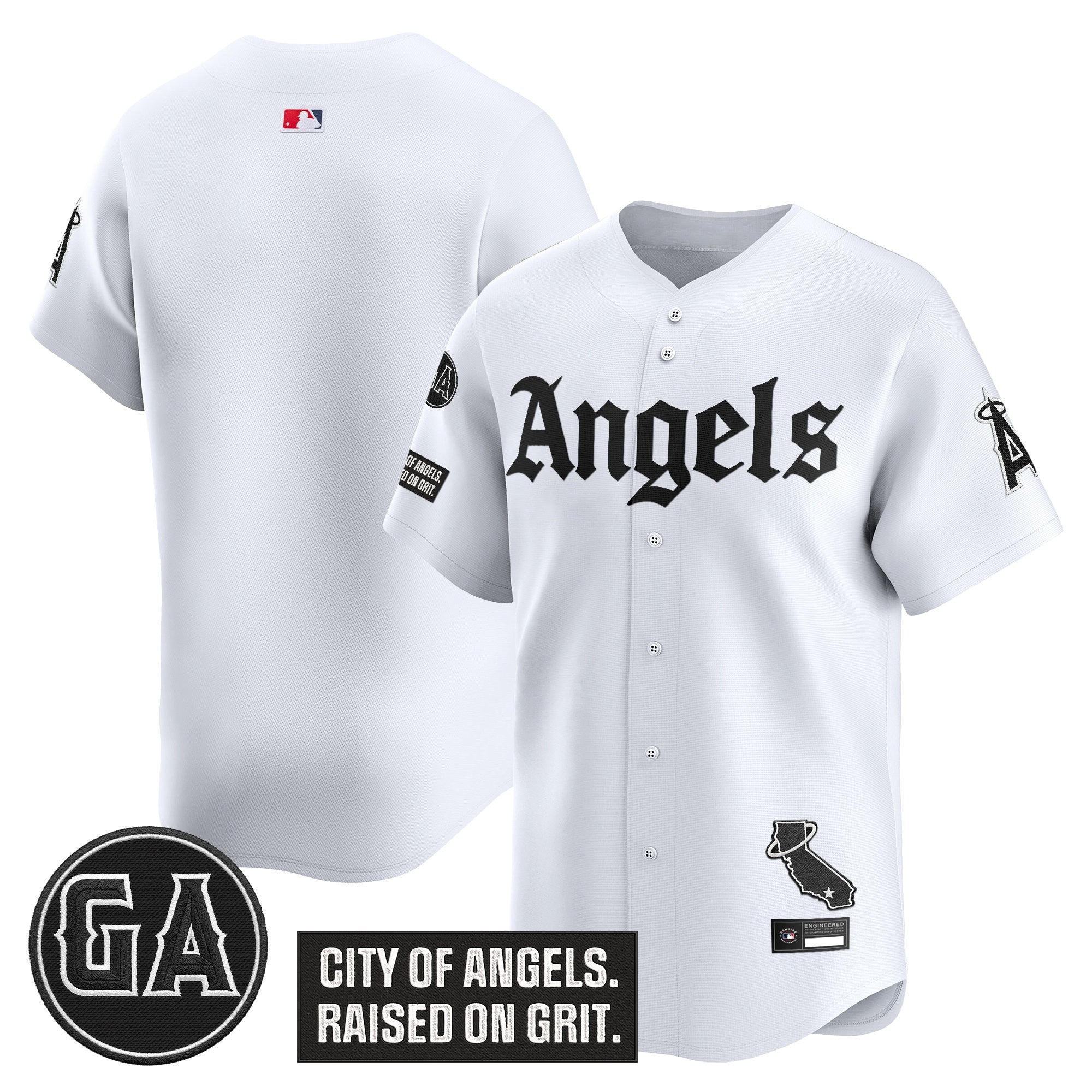 Men's Los Angeles Angels 'Garret Anderson Tribute Patch' Vapor Premier Limited Jersey - Gothic Edition - All Stitched