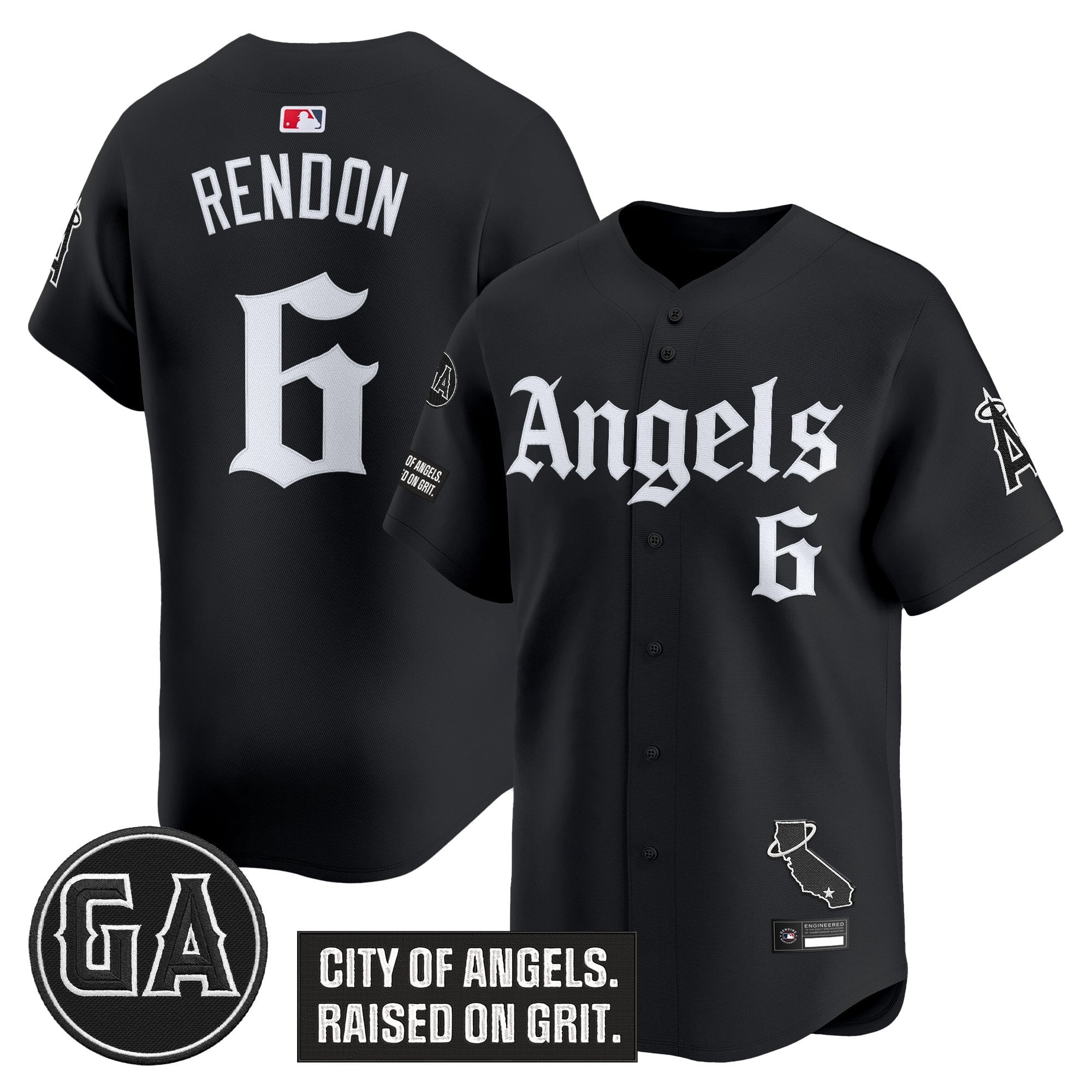 Men's Los Angeles Angels 'Garret Anderson Tribute Patch' Vapor Premier Limited Jersey - Gothic Edition - All Stitched