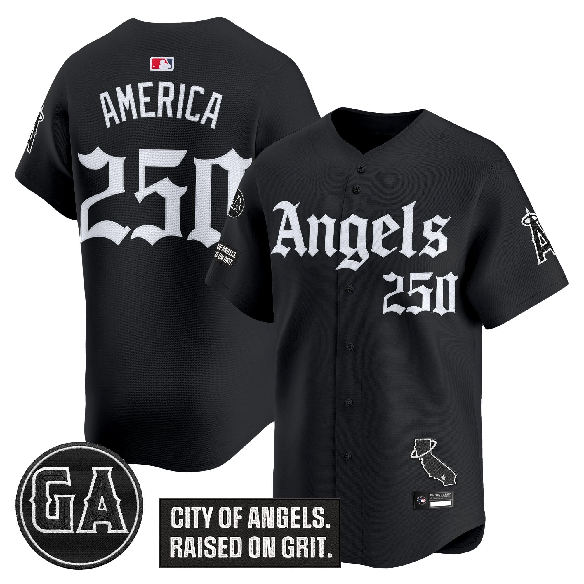 Men's Los Angeles Angels 'Garret Anderson Tribute Patch' Vapor Premier Limited Jersey - Gothic Edition - All Stitched
