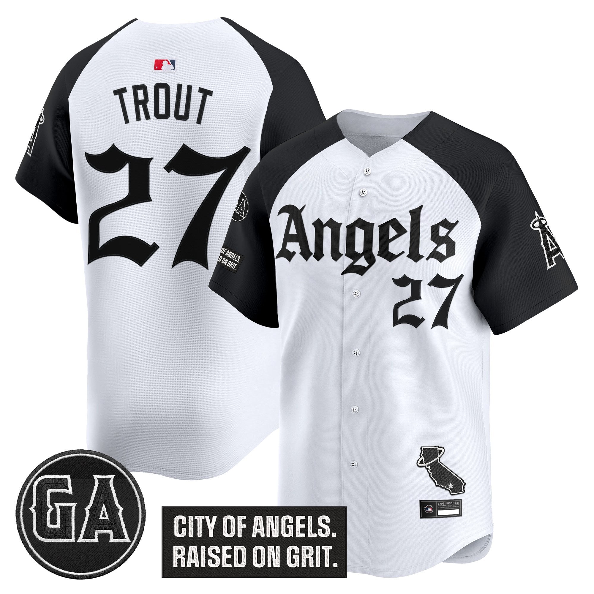 Men's Los Angeles Angels 'Garret Anderson Tribute Patch' Vapor Premier Limited Jersey - Gothic Edition - All Stitched
