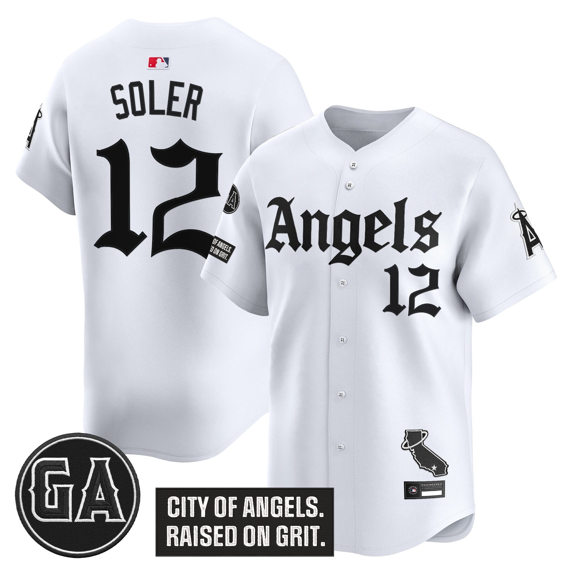 Men's Los Angeles Angels 'Garret Anderson Tribute Patch' Vapor Premier Limited Jersey - Gothic Edition - All Stitched