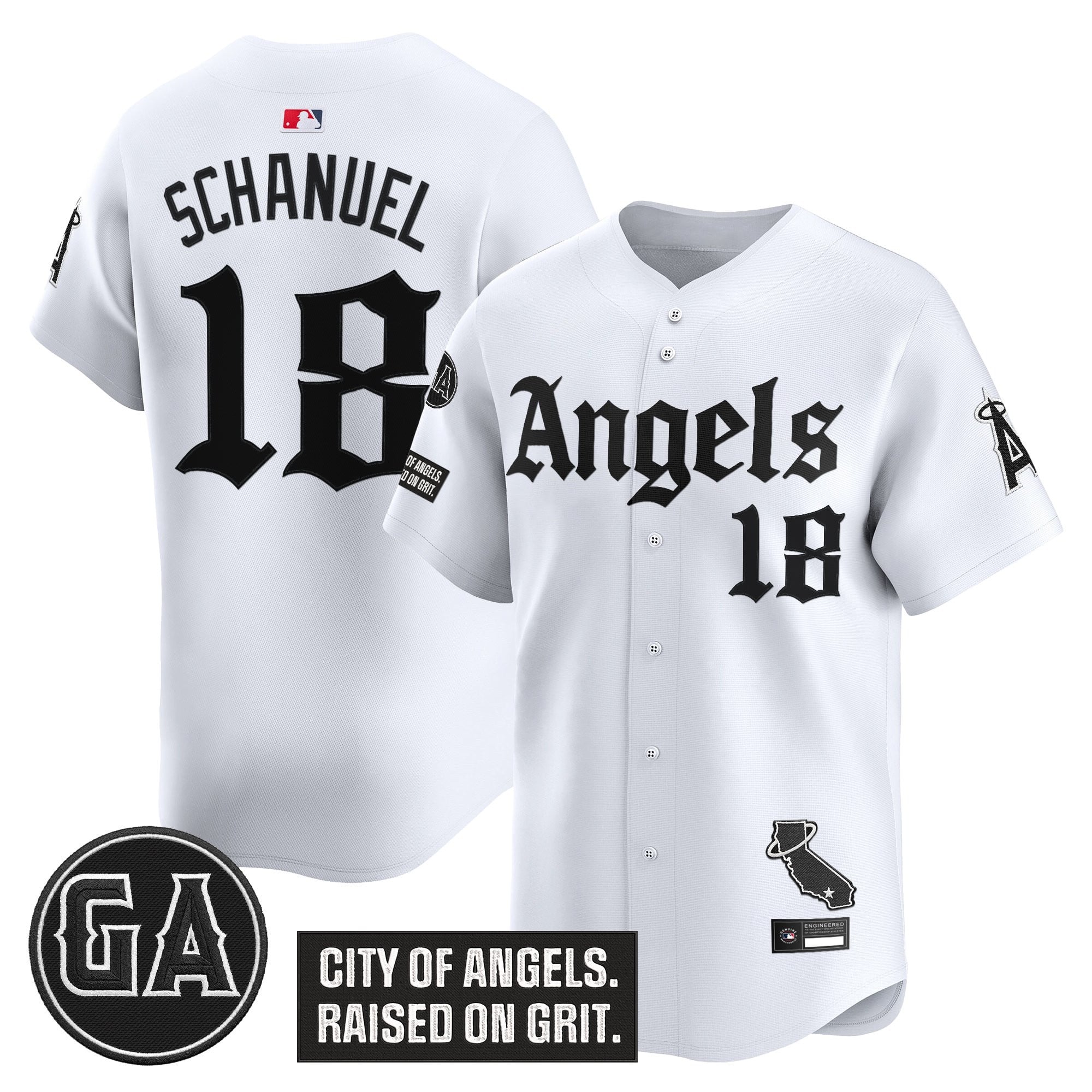Men's Los Angeles Angels 'Garret Anderson Tribute Patch' Vapor Premier Limited Jersey - Gothic Edition - All Stitched