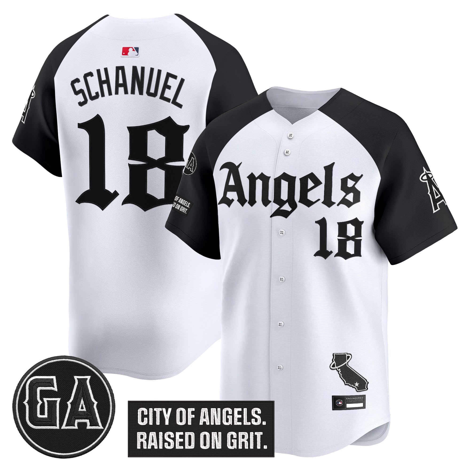 Men's Los Angeles Angels 'Garret Anderson Tribute Patch' Vapor Premier Limited Jersey - Gothic Edition - All Stitched