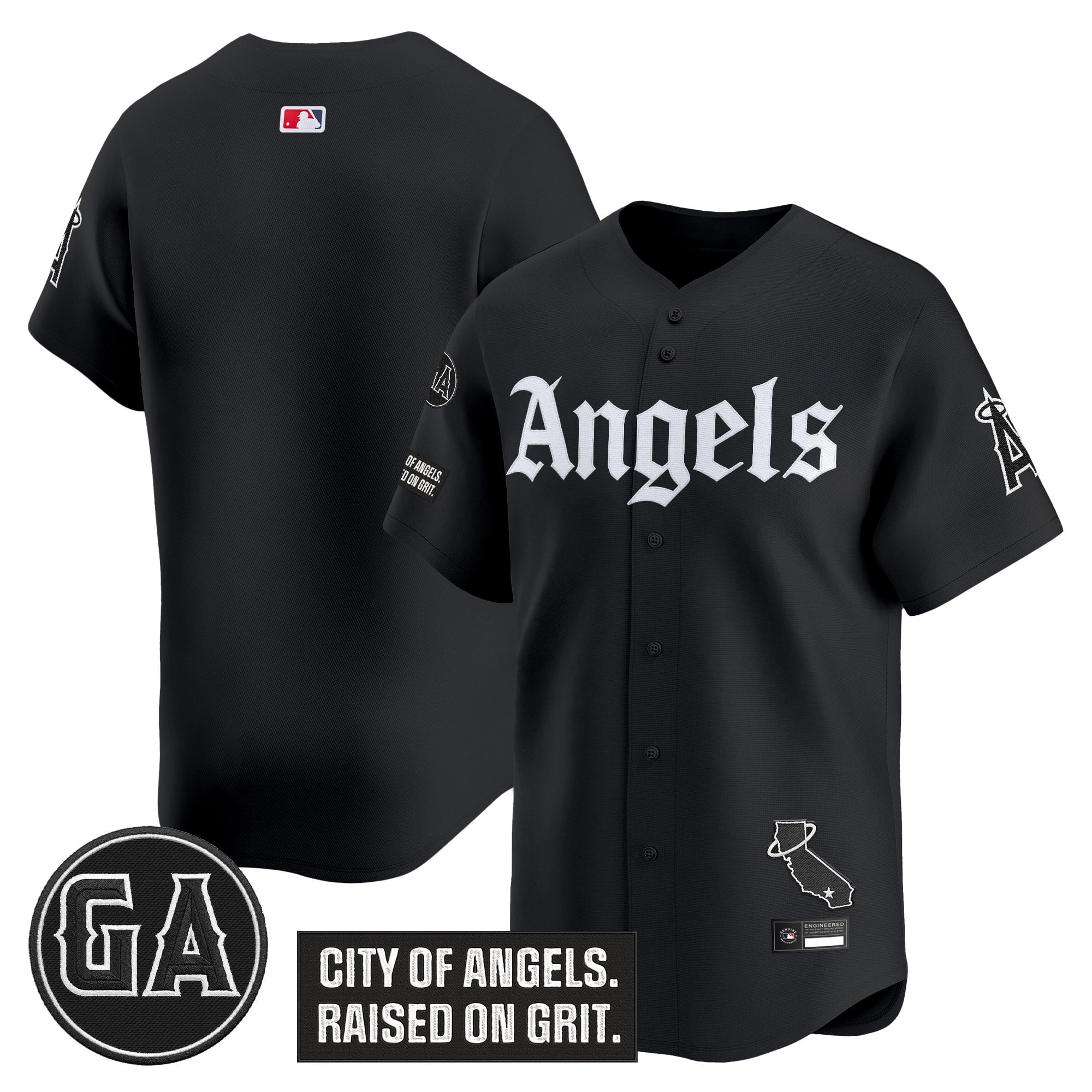 Men's Los Angeles Angels 'Garret Anderson Tribute Patch' Vapor Premier Limited Jersey - Gothic Edition - All Stitched