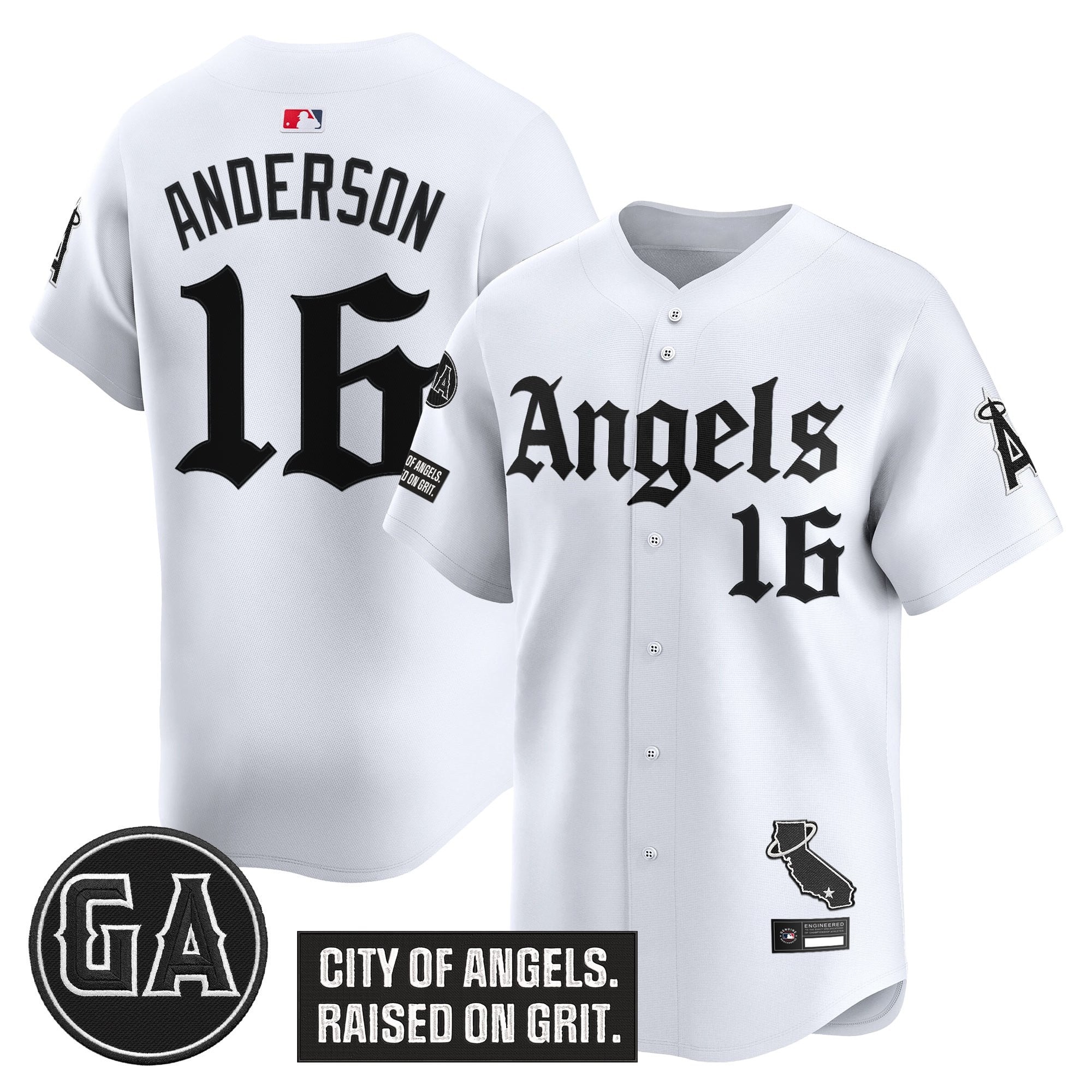 Men's Los Angeles Angels 'Garret Anderson Tribute Patch' Vapor Premier Limited Jersey - Gothic Edition - All Stitched