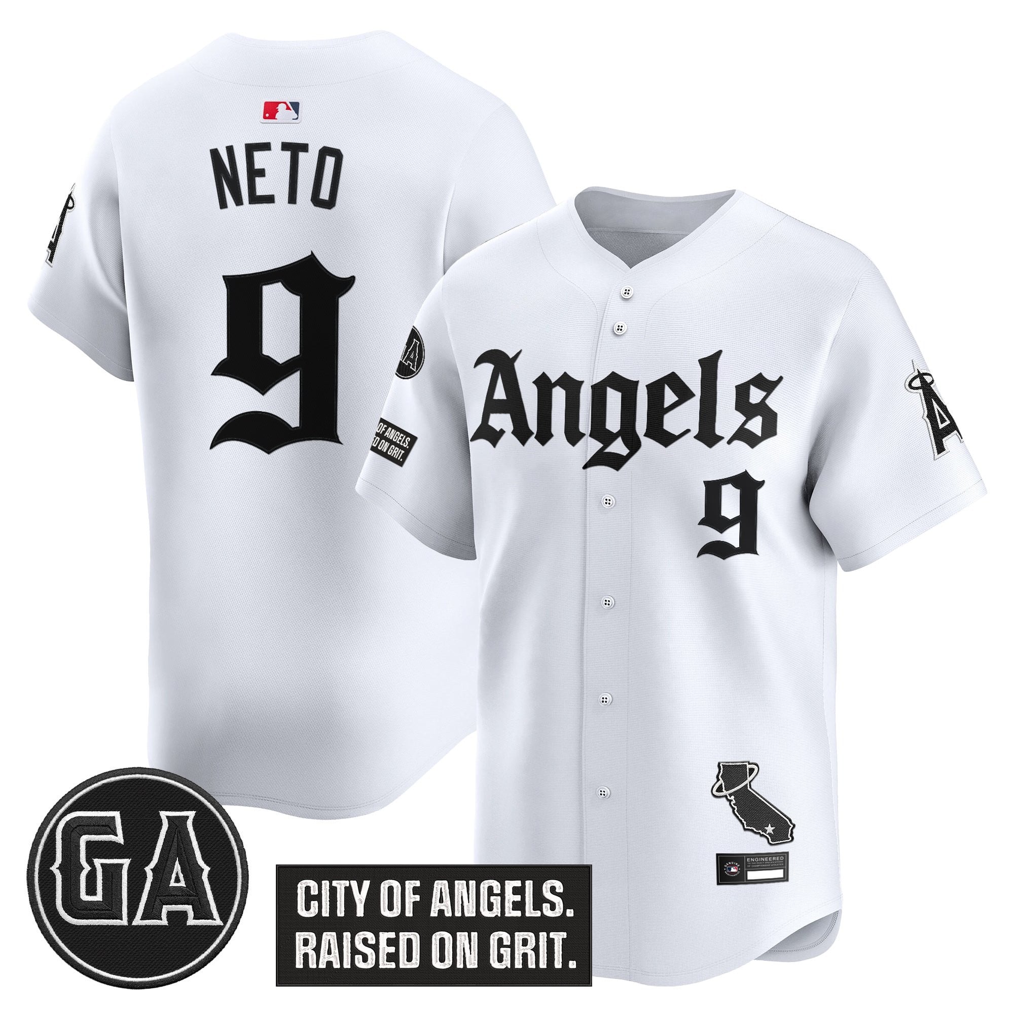 Men's Los Angeles Angels 'Garret Anderson Tribute Patch' Vapor Premier Limited Jersey - Gothic Edition - All Stitched