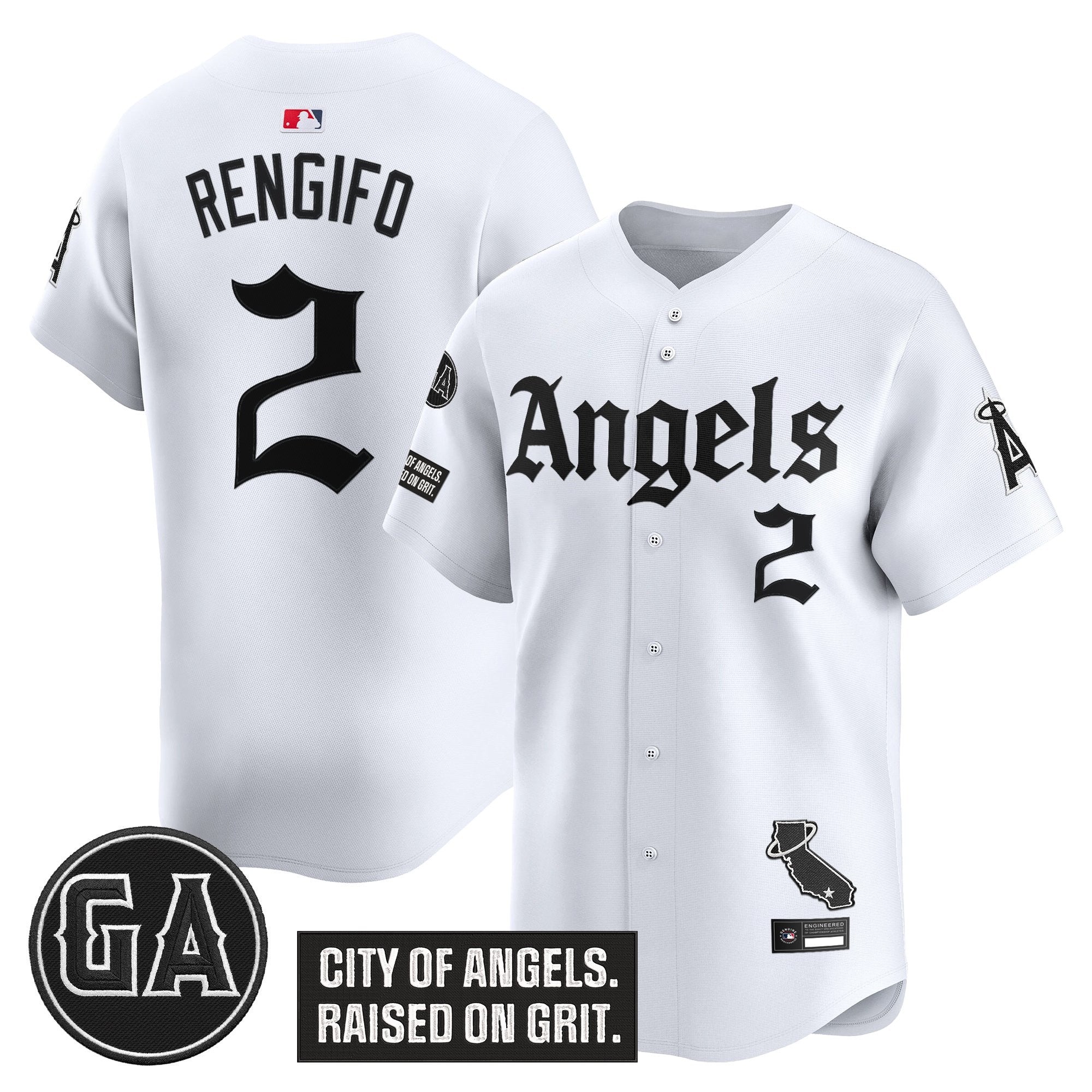 Men's Los Angeles Angels 'Garret Anderson Tribute Patch' Vapor Premier Limited Jersey - Gothic Edition - All Stitched