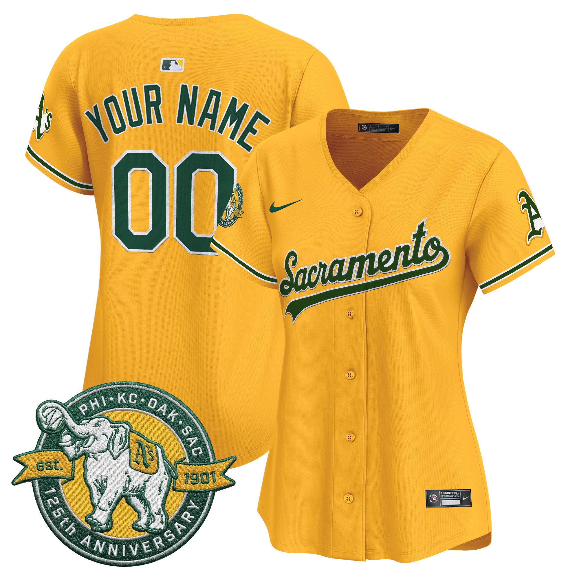 Athletics 'Sacramento Edition' Vapor Premier Limited Custom Jersey - 125th Anniversary Patch - All Stitched