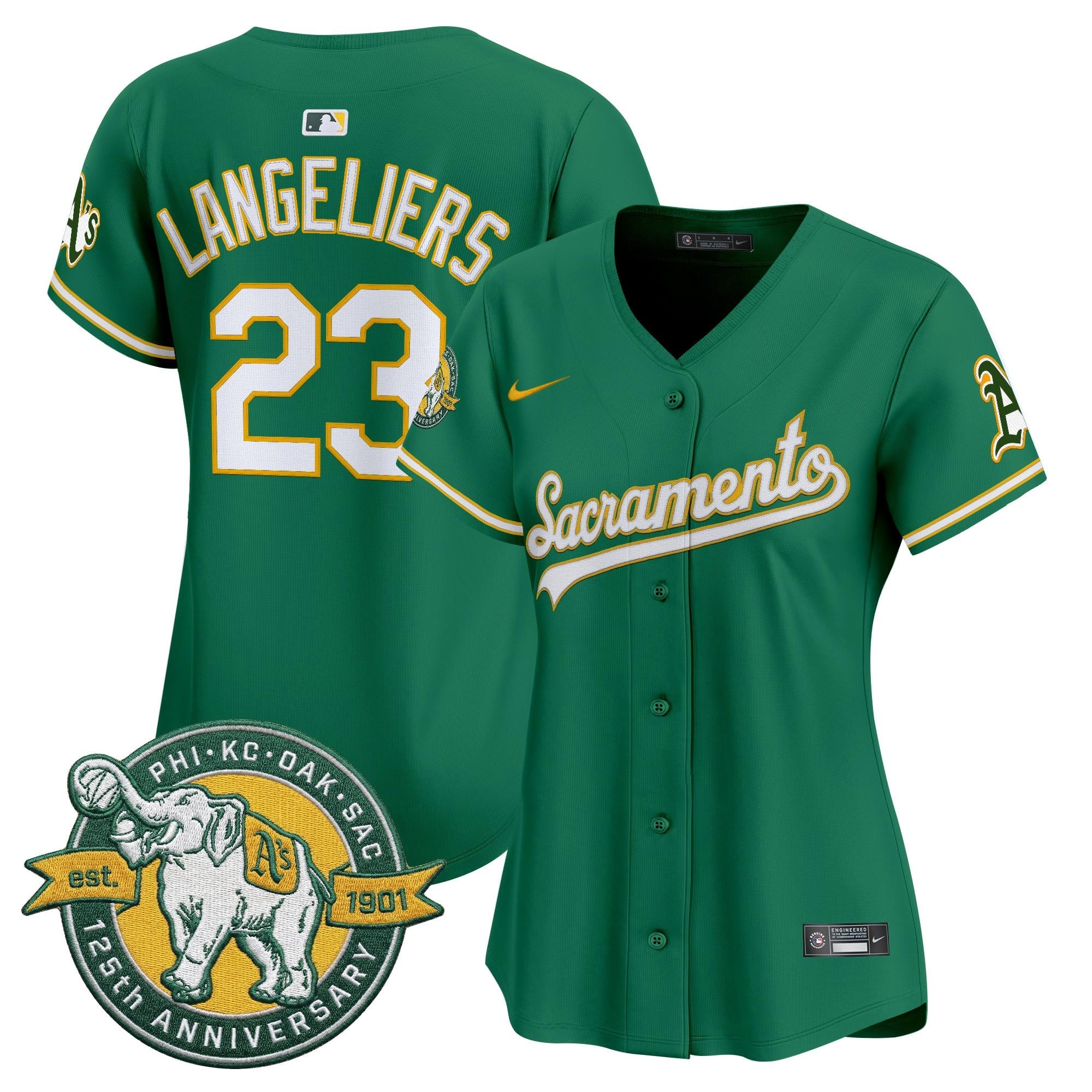 Women's Athletics 'Sacramento Edition' Vapor Premier Limited Jersey - 125th Anniversary Patch - All Stitched