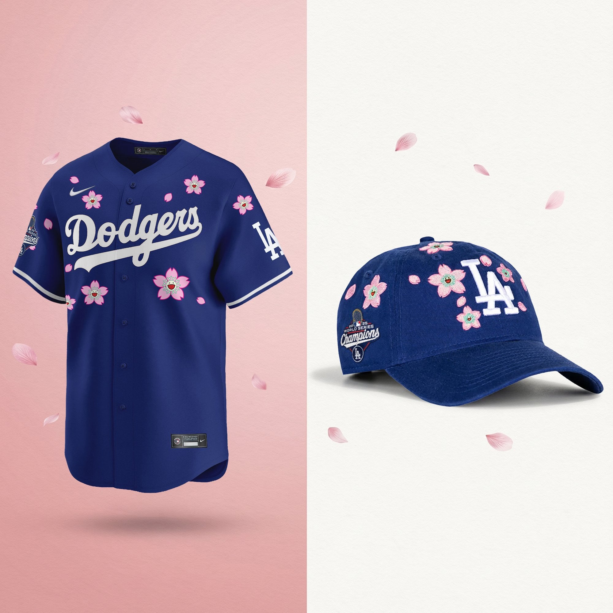 Men's Dodgers 2025 Champions Tokyo Series Bundle – Jersey & Strapback Hat - Stitched