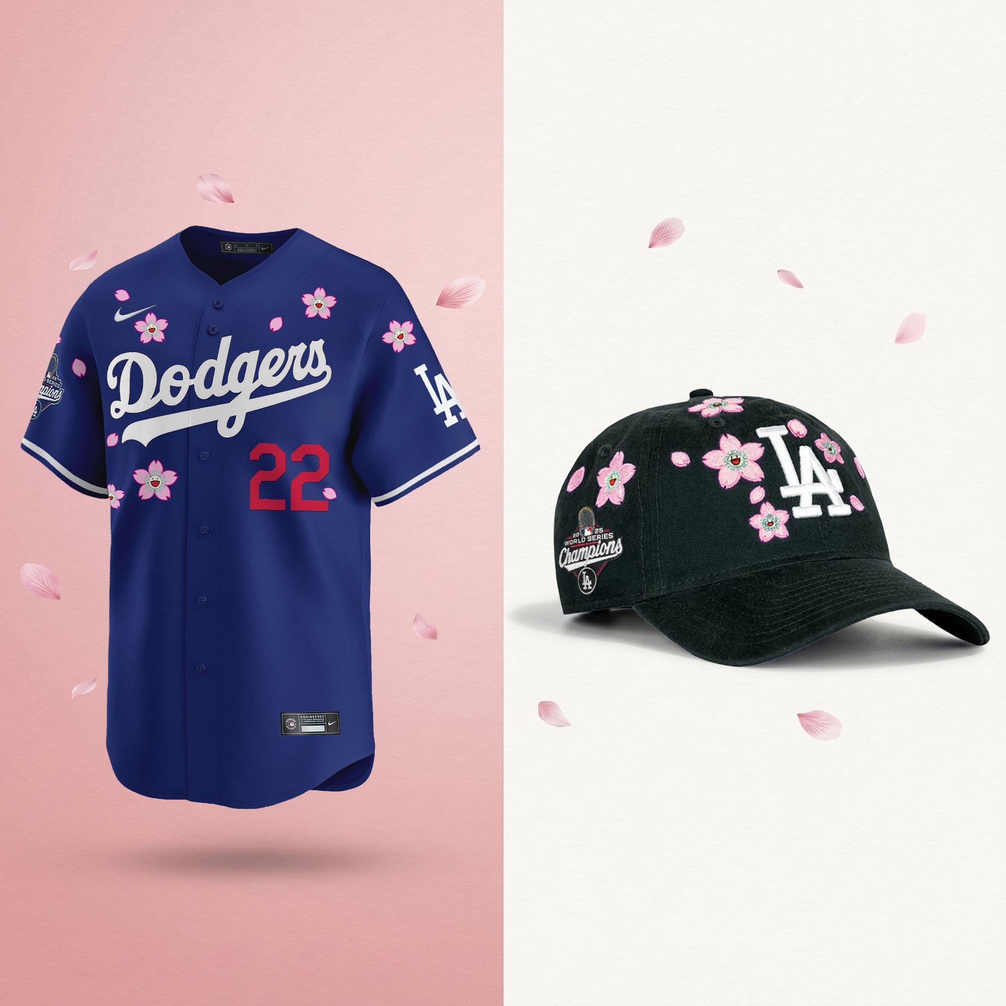 Men's Dodgers 2025 Champions Tokyo Series Bundle – Jersey & Strapback Hat - Stitched