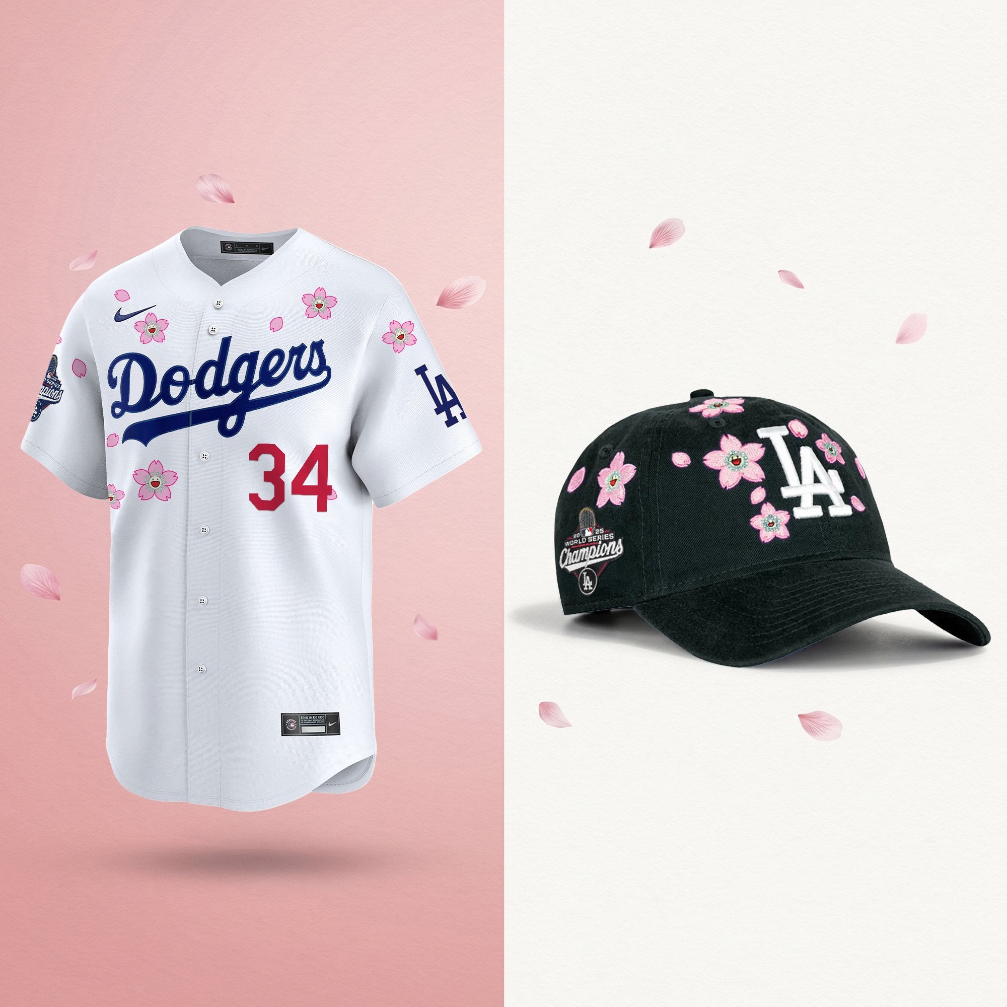 Men's Dodgers 2025 Champions Tokyo Series Bundle – Jersey & Strapback Hat - Stitched