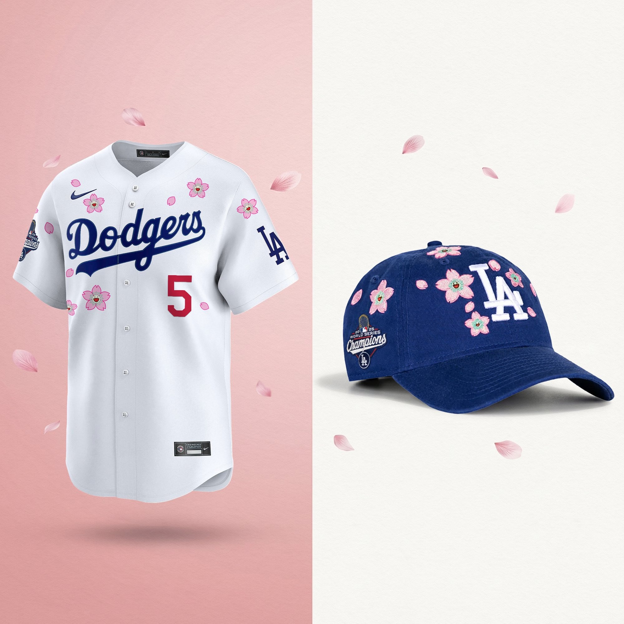 Men's Dodgers 2025 Champions Tokyo Series Bundle – Jersey & Strapback Hat - Stitched