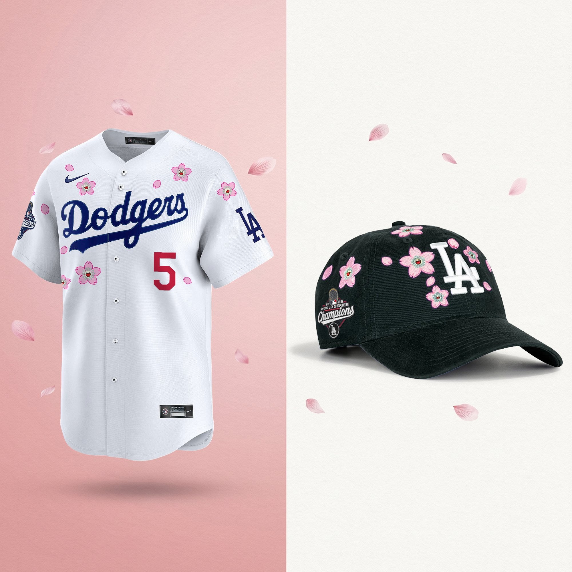 Men's Dodgers 2025 Champions Tokyo Series Bundle – Jersey & Strapback Hat - Stitched