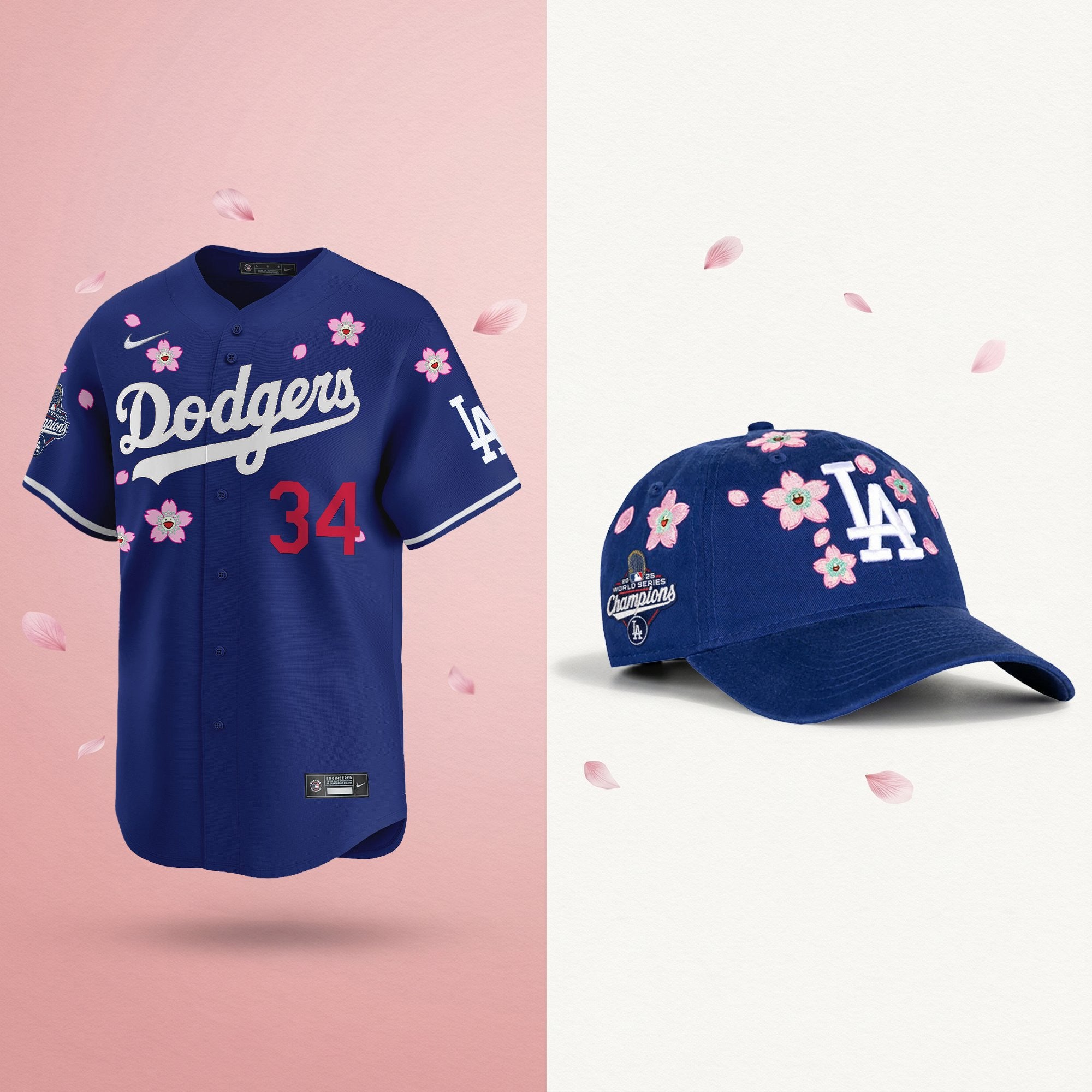 Men's Dodgers 2025 Champions Tokyo Series Bundle – Jersey & Strapback Hat - Stitched