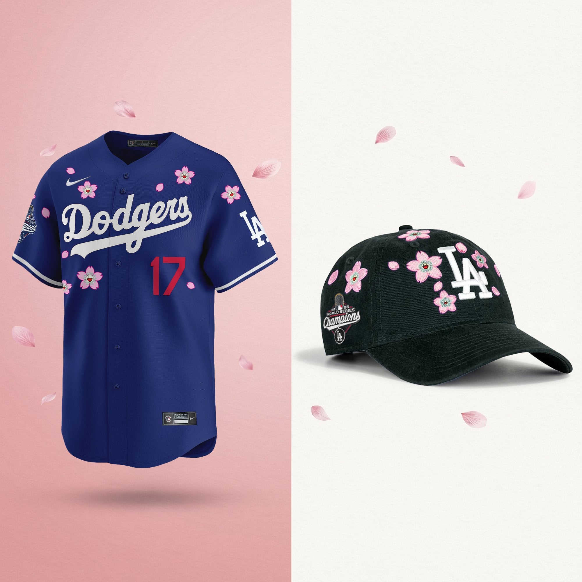 Men's Dodgers 2025 Champions Tokyo Series Bundle – Jersey & Strapback Hat - Stitched