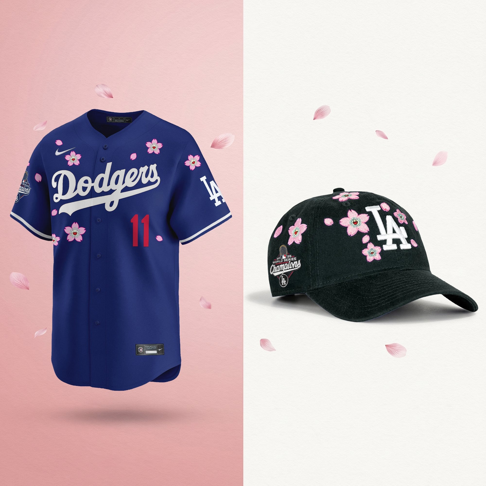 Men's Dodgers 2025 Champions Tokyo Series Bundle – Jersey & Strapback Hat - Stitched