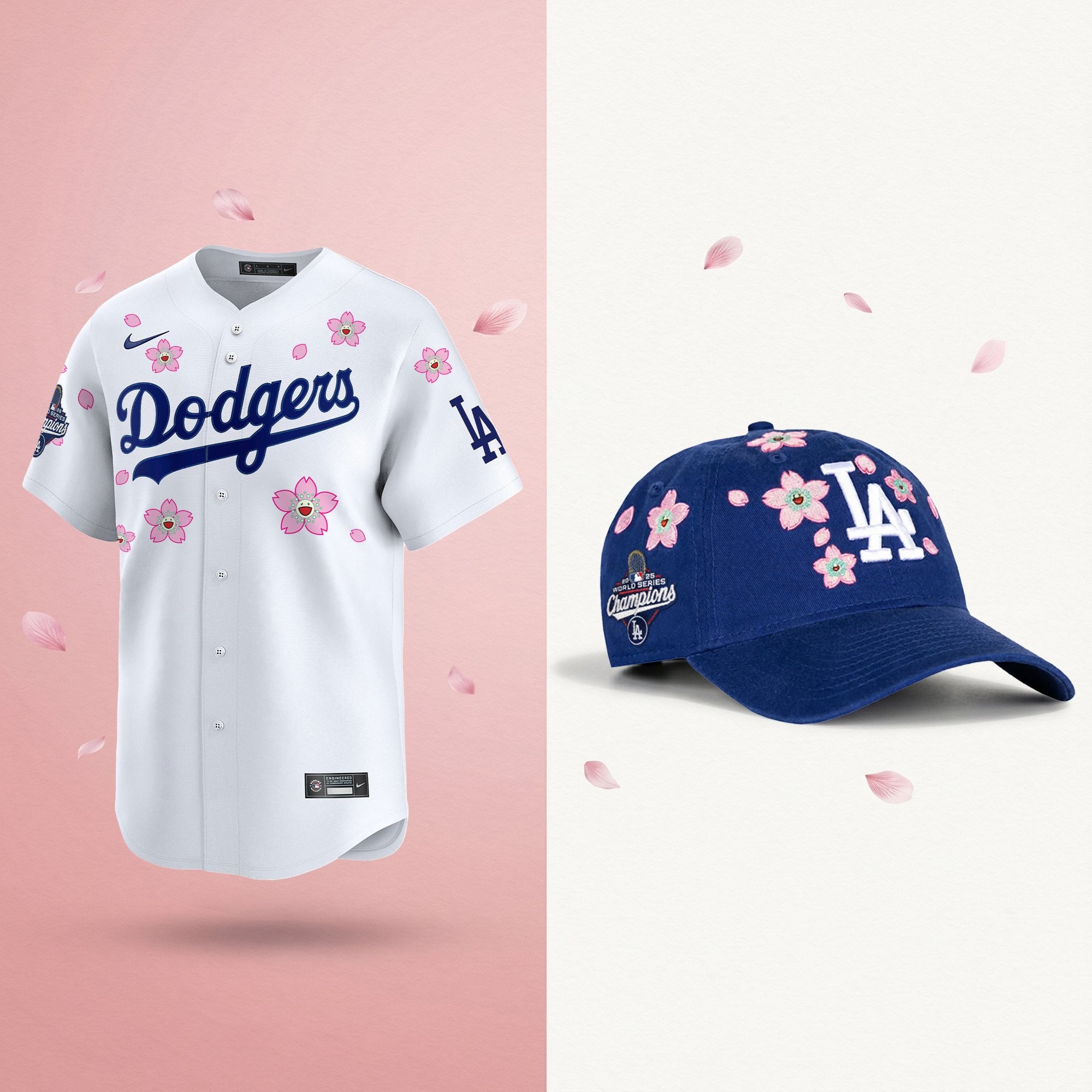 Men's Dodgers 2025 Champions Tokyo Series Bundle – Jersey & Strapback Hat - Stitched