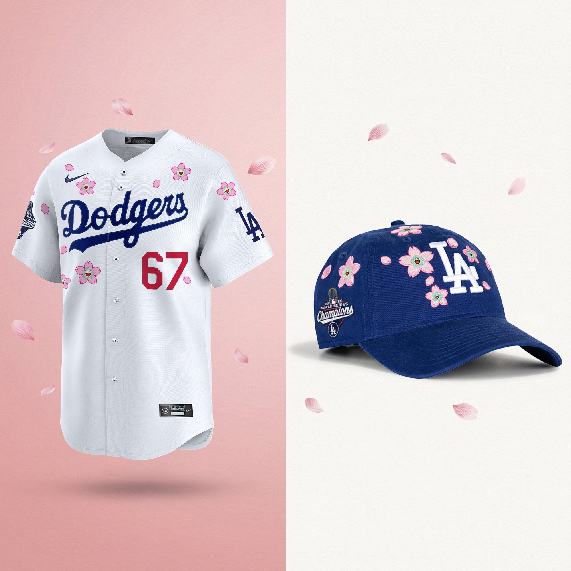 Men's Dodgers 2025 Champions Tokyo Series Bundle – Jersey & Strapback Hat - Stitched
