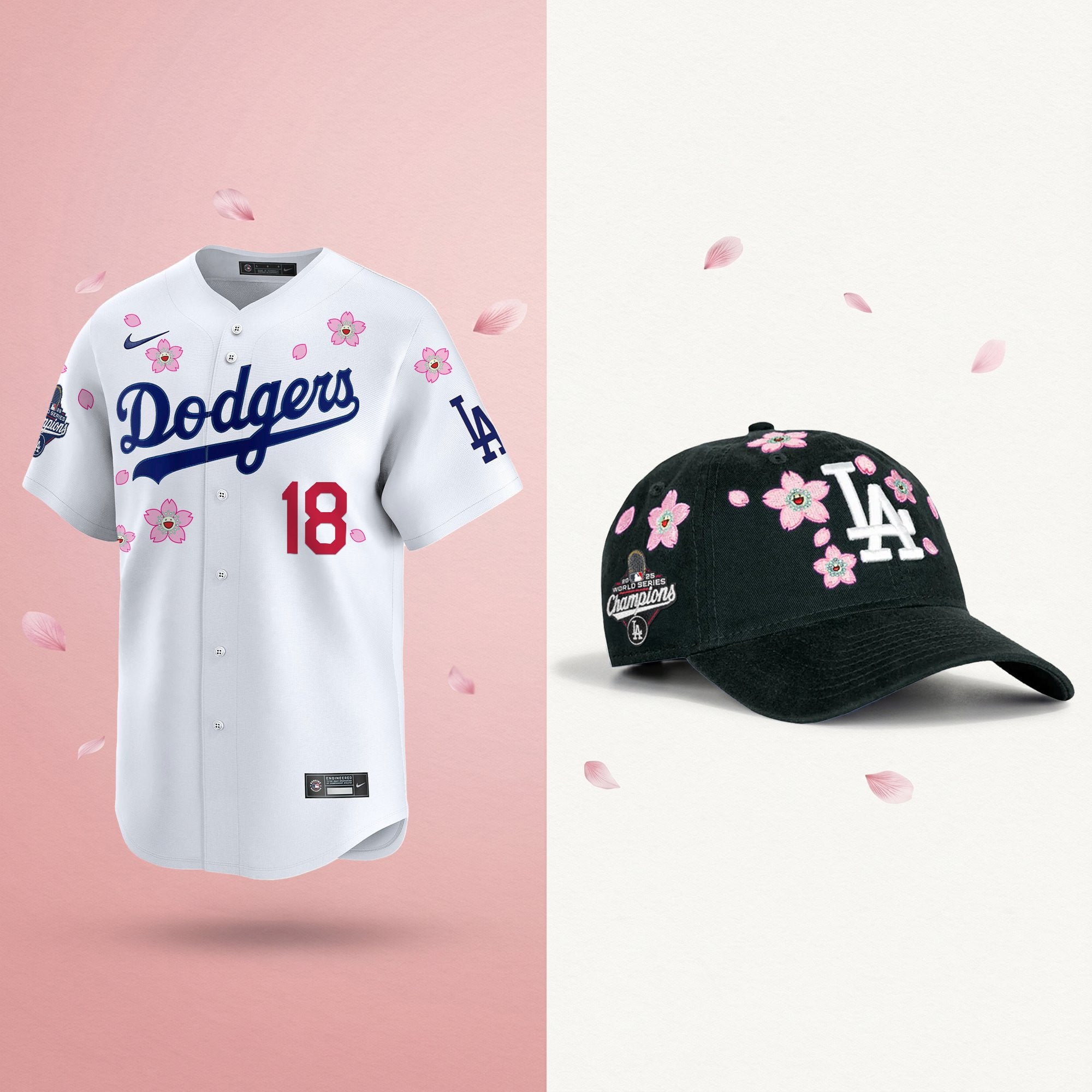 Men's Dodgers 2025 Champions Tokyo Series Bundle – Jersey & Strapback Hat - Stitched