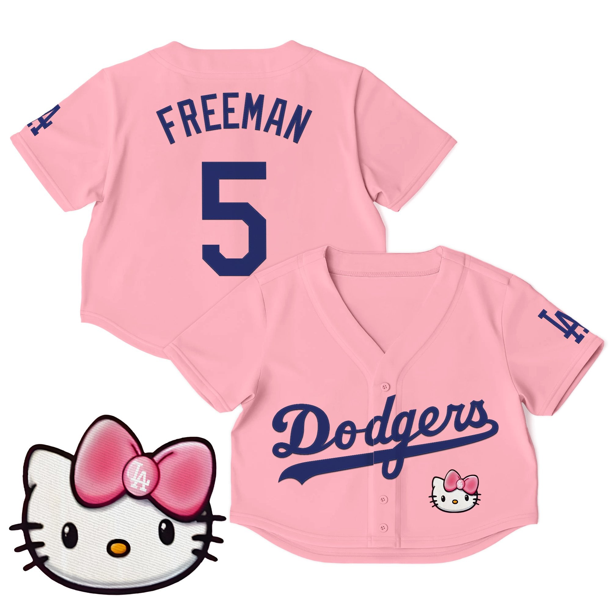 Women's Dodgers Hello Kitty Crop Top Baseball Jersey – All Stitched