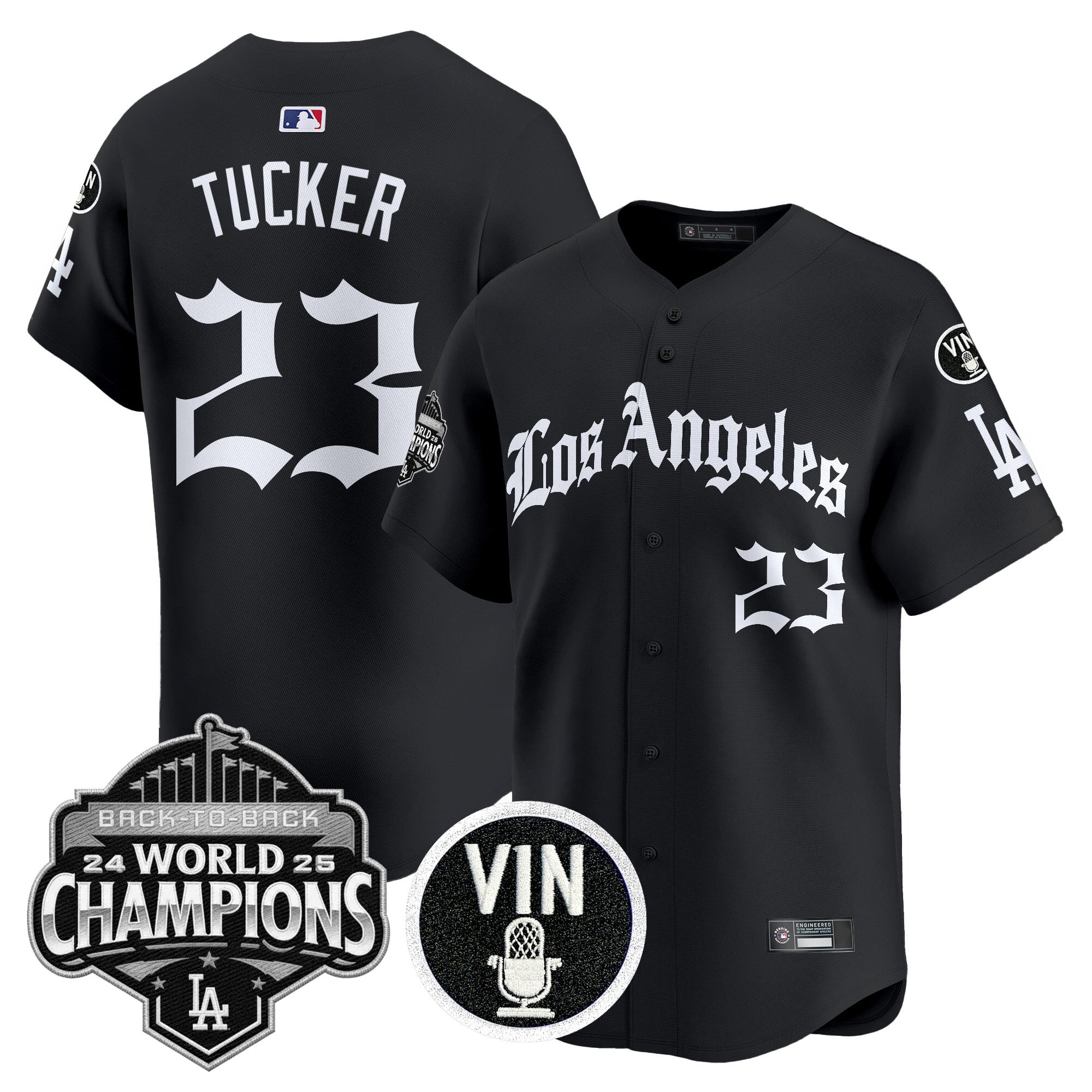 Men's Dodgers 2025 Back-To-Back Champions Vapor Premier Limited Jersey - LA Gothic Edition - All Stitched