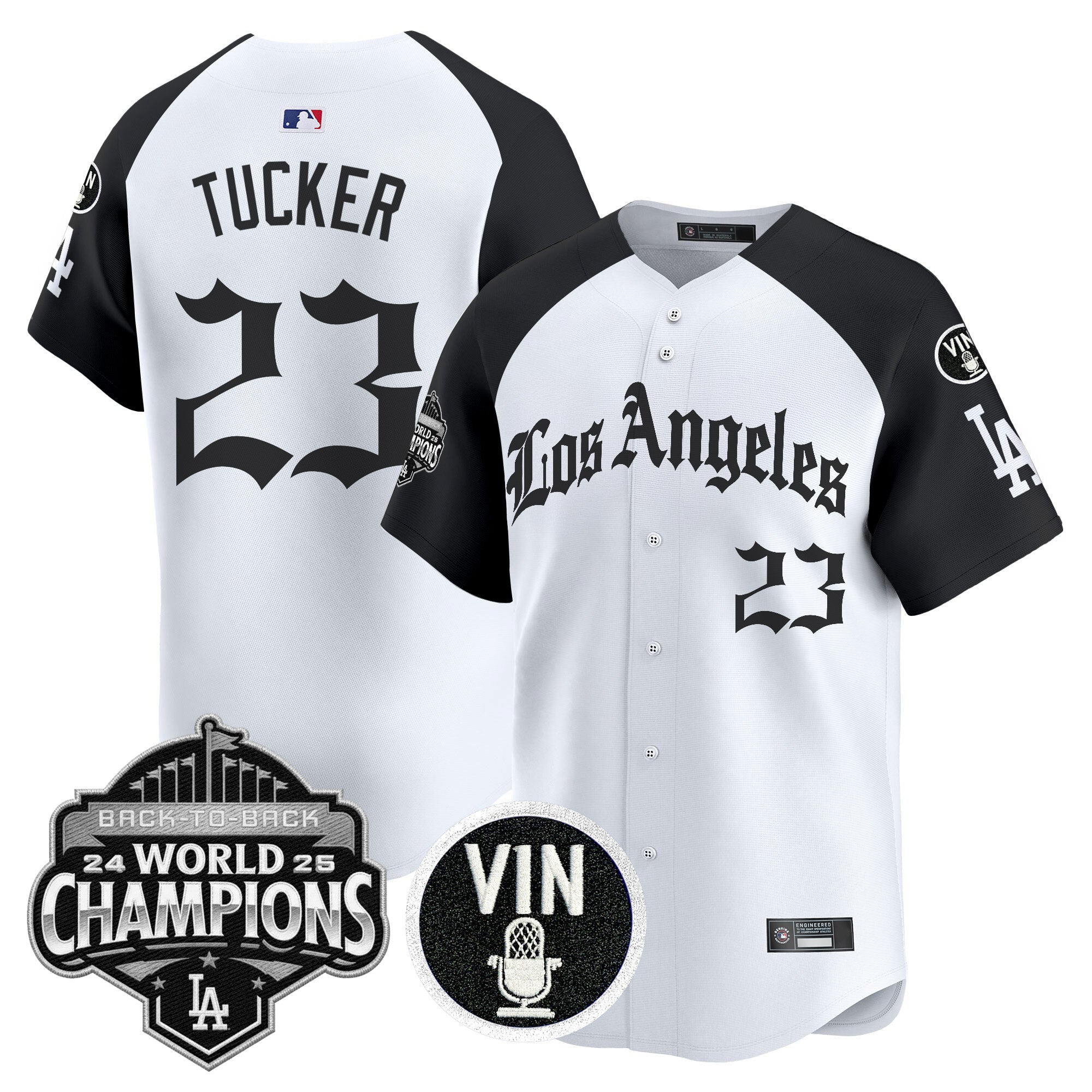 Men's Dodgers 2025 Back-To-Back Champions Vapor Premier Limited Jersey - LA Gothic Edition - All Stitched