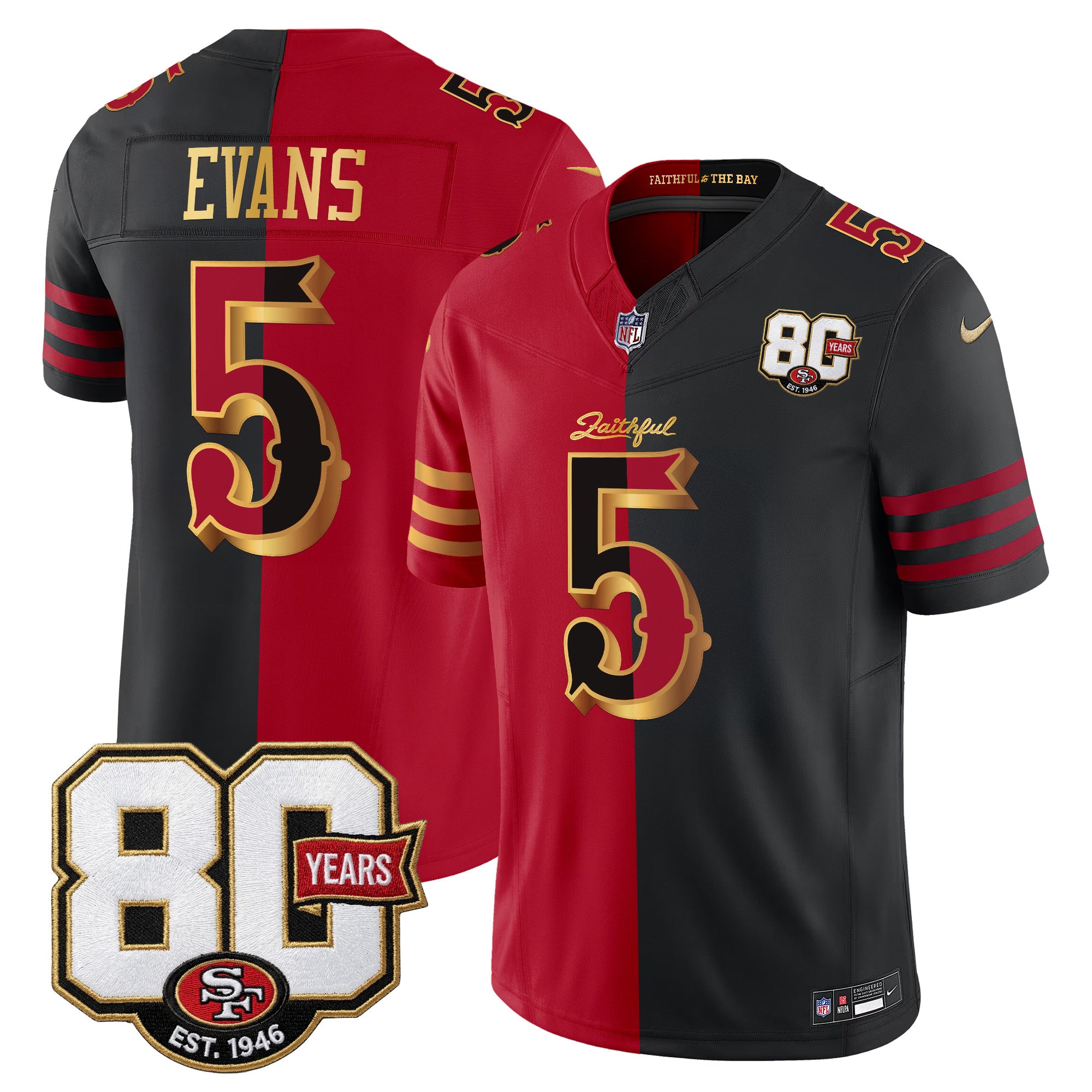 Men's San Francisco 49ers 80th Anniversary Patch Vapor Limited Jersey - Rivalries Edition - All Stitched