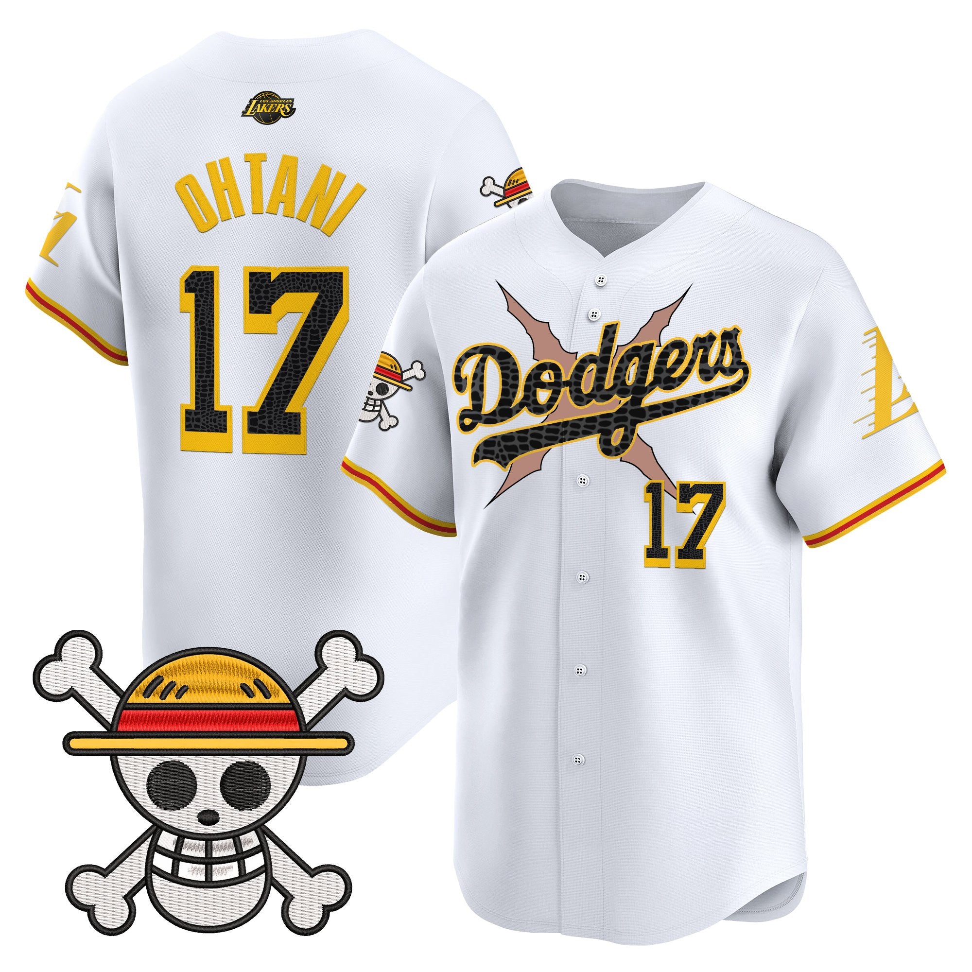 Men's Los Angeles Dodgers x One Piece x Mamba Vapor Premier Limited Jersey - Stitched