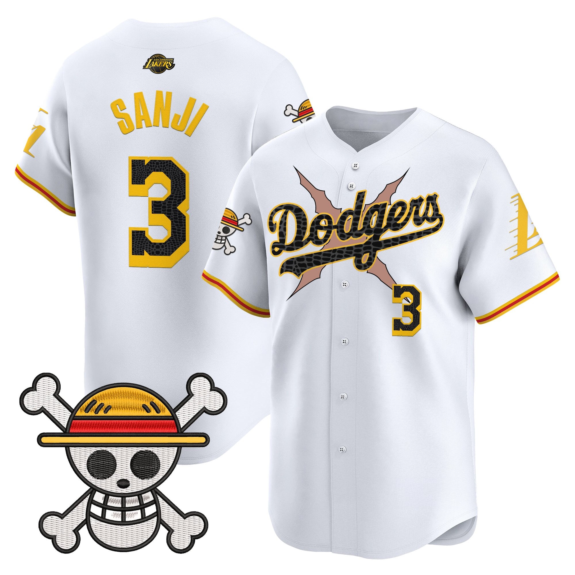 Men's Los Angeles Dodgers x One Piece x Mamba Vapor Premier Limited Jersey - Stitched