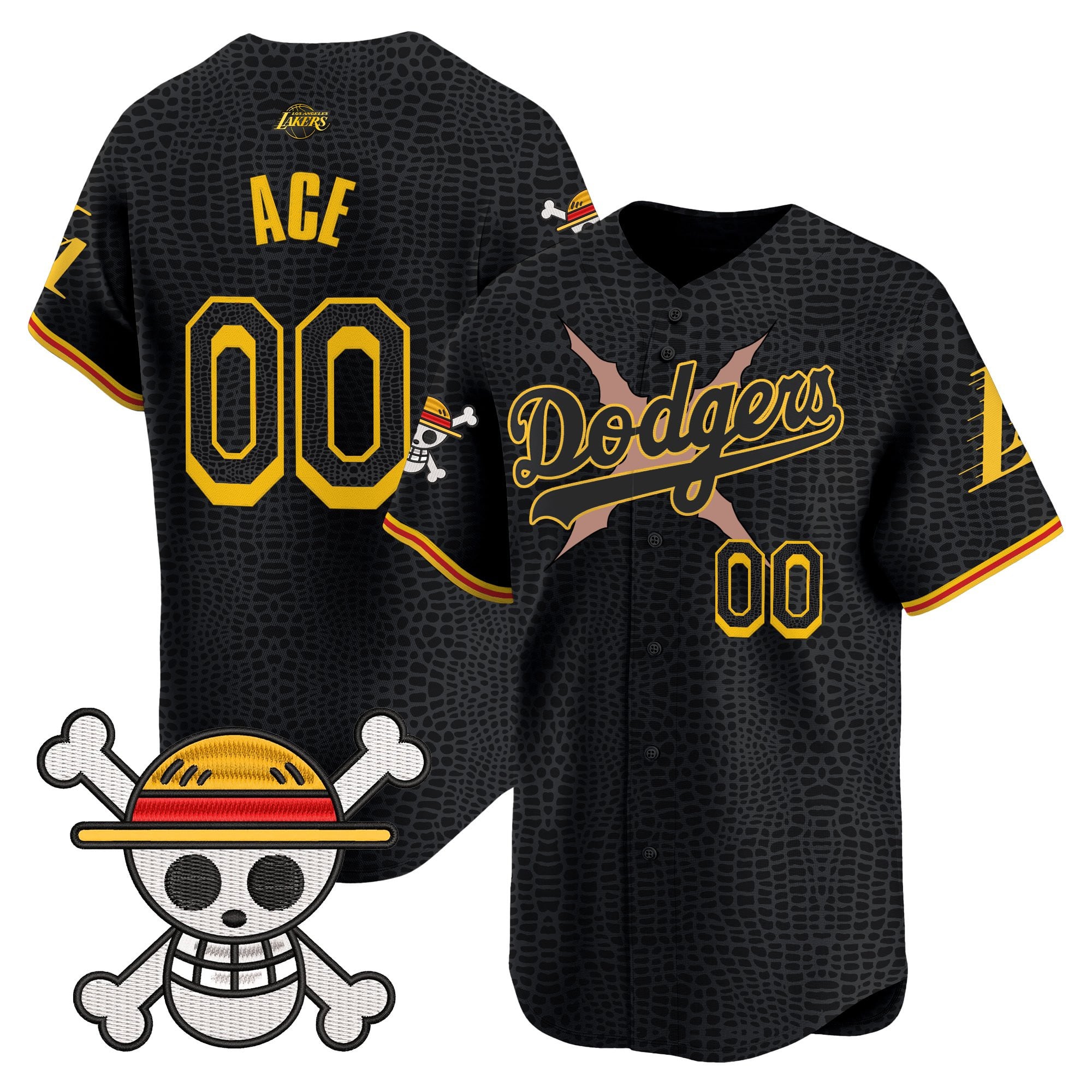 Men's Los Angeles Dodgers x One Piece x Mamba Vapor Premier Limited Jersey - Stitched
