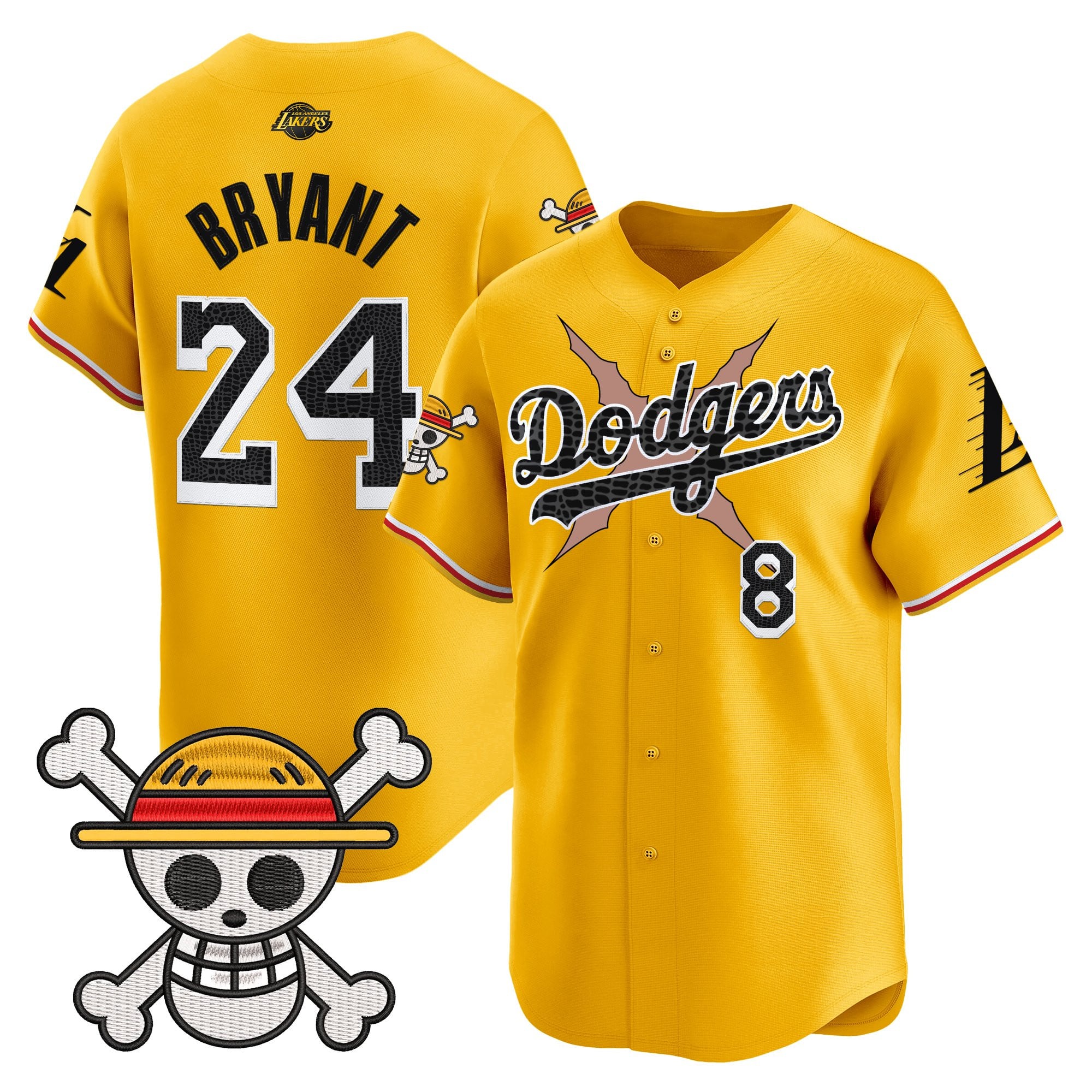 Men's Los Angeles Dodgers x One Piece x Mamba Vapor Premier Limited Jersey - Stitched