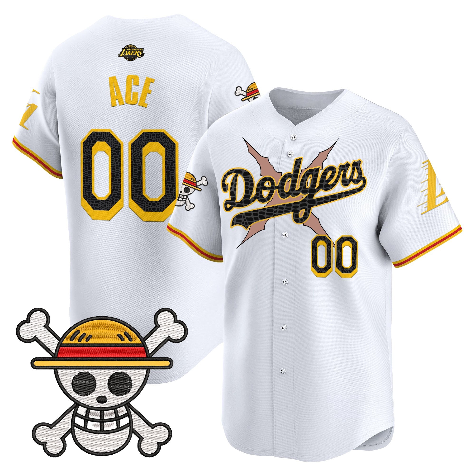 Men's Los Angeles Dodgers x One Piece x Mamba Vapor Premier Limited Jersey - Stitched