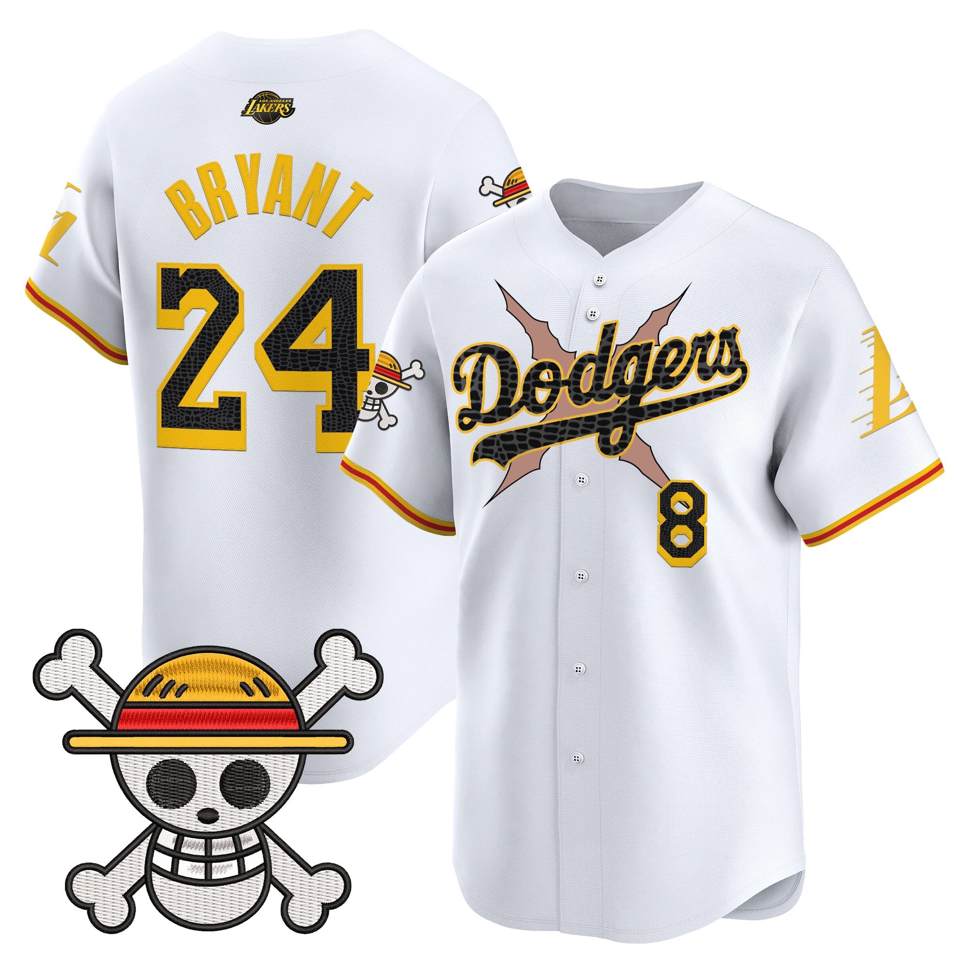Men's Los Angeles Dodgers x One Piece x Mamba Vapor Premier Limited Jersey - Stitched