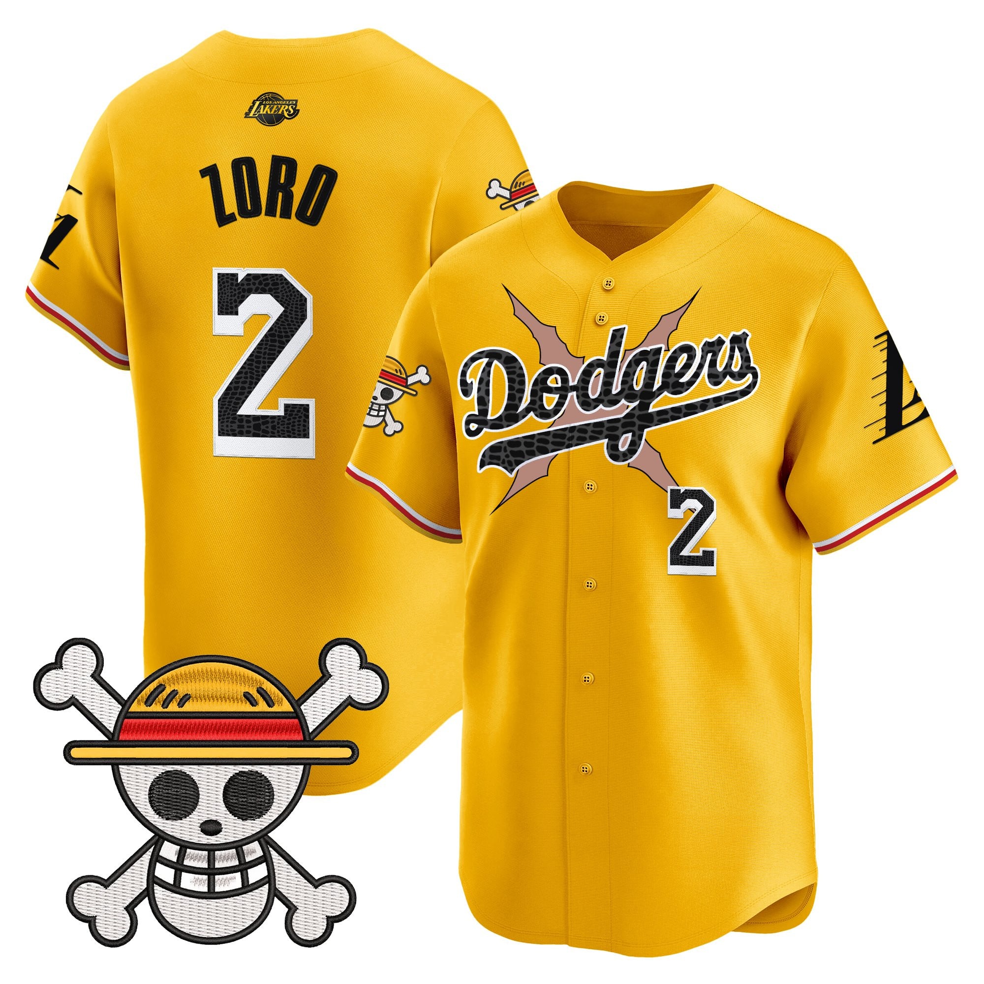 Men's Los Angeles Dodgers x One Piece x Mamba Vapor Premier Limited Jersey - Stitched