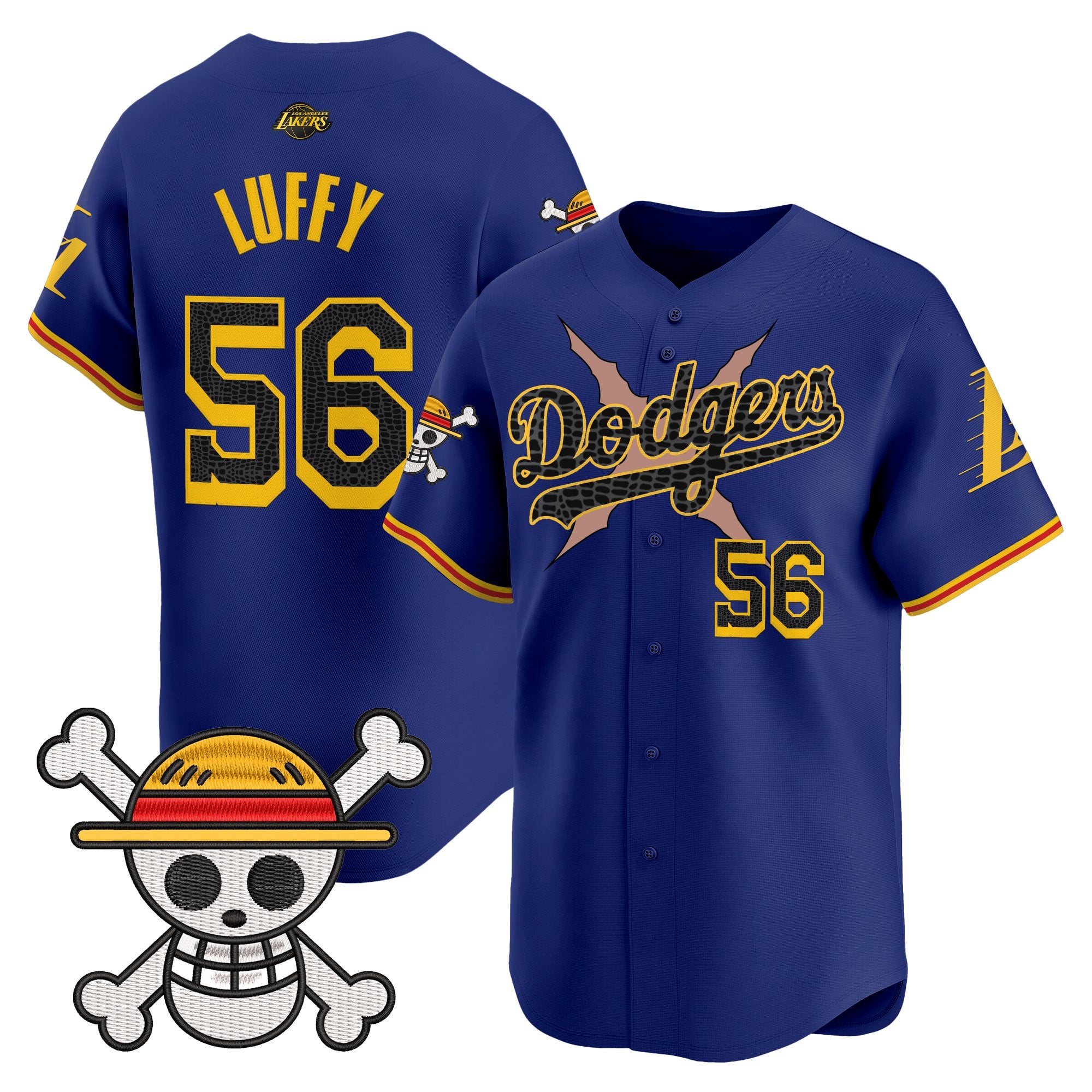 Men's Los Angeles Dodgers x One Piece x Mamba Vapor Premier Limited Jersey - Stitched