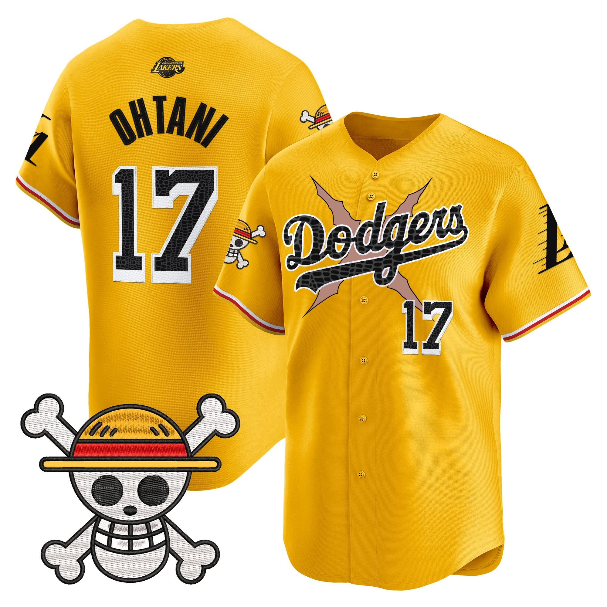 Men's Los Angeles Dodgers x One Piece x Mamba Vapor Premier Limited Jersey - Stitched