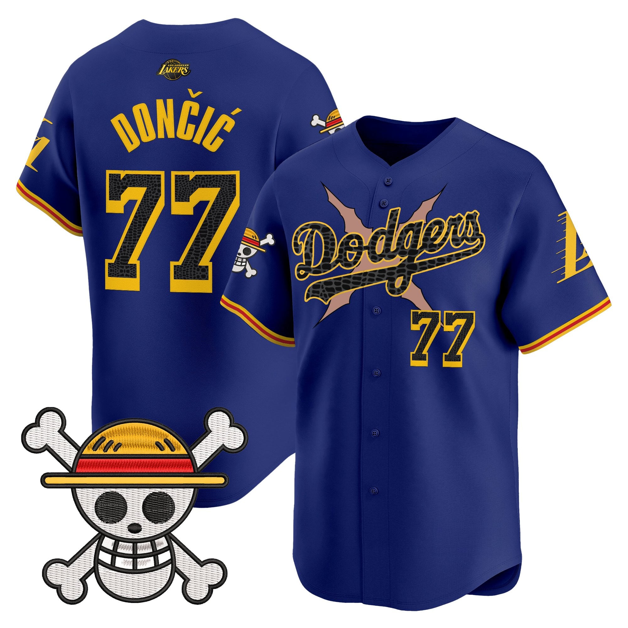 Men's Los Angeles Dodgers x One Piece x Mamba Vapor Premier Limited Jersey - Stitched