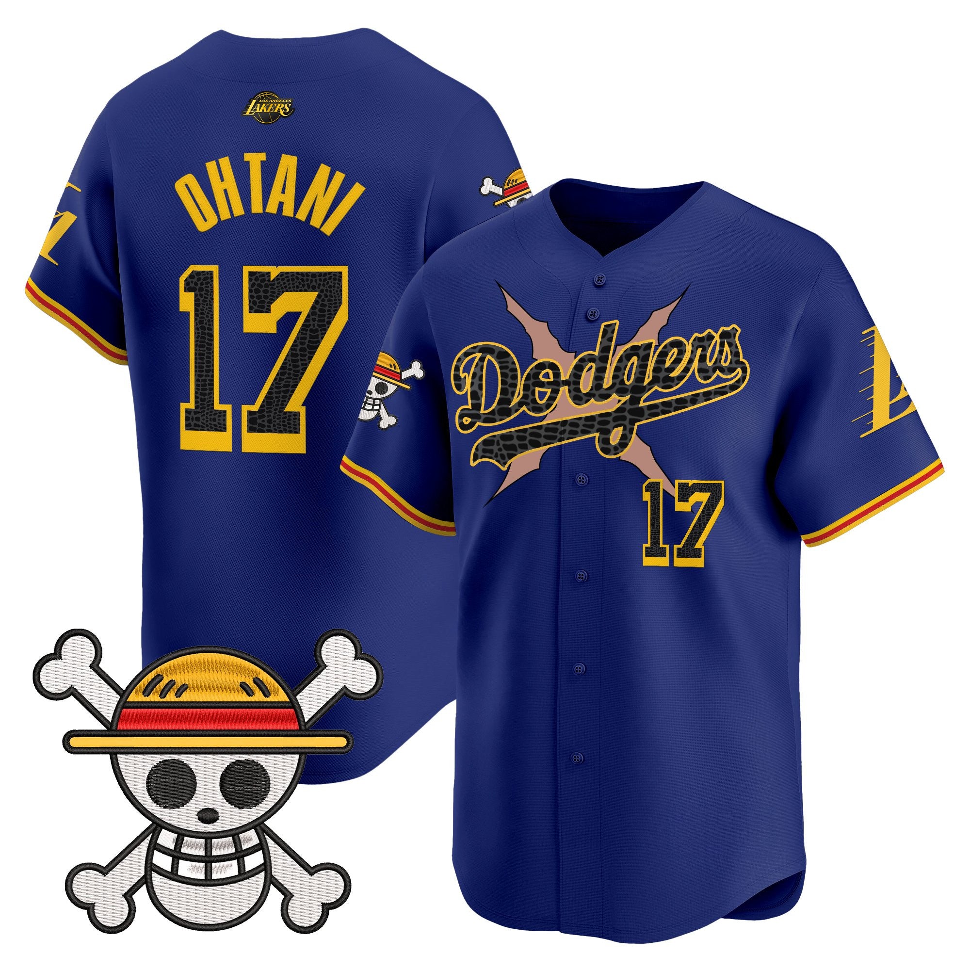 Men's Los Angeles Dodgers x One Piece x Mamba Vapor Premier Limited Jersey - Stitched