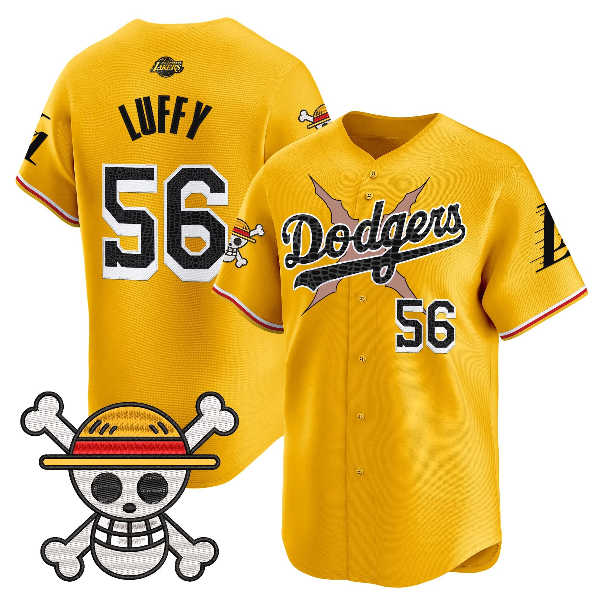 Men's Los Angeles Dodgers x One Piece x Mamba Vapor Premier Limited Jersey - Stitched