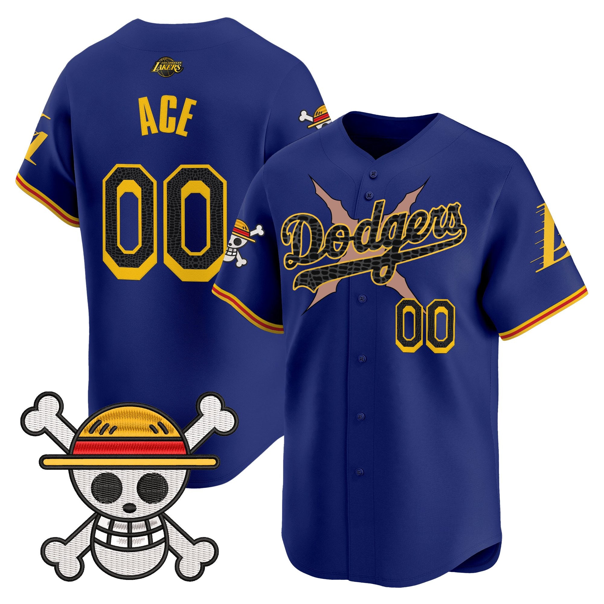 Men's Los Angeles Dodgers x One Piece x Mamba Vapor Premier Limited Jersey - Stitched