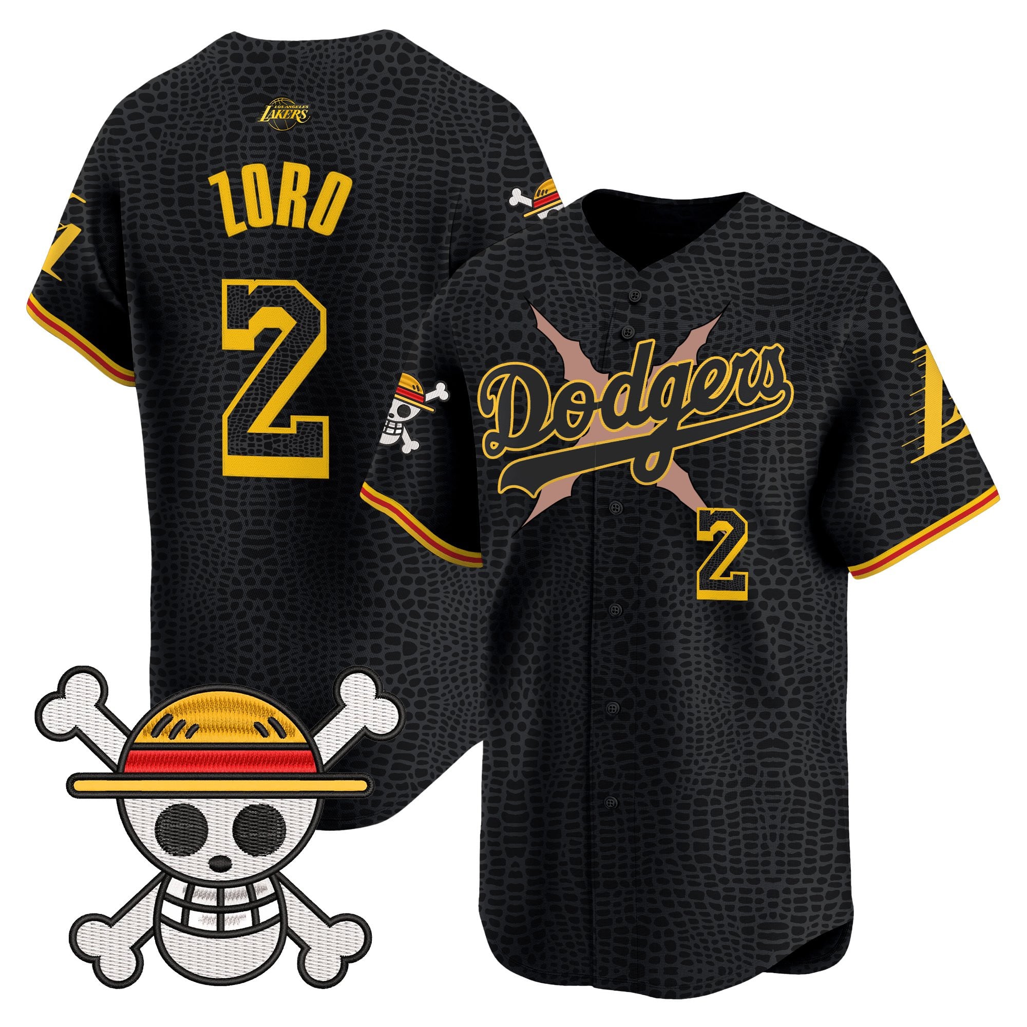 Men's Los Angeles Dodgers x One Piece x Mamba Vapor Premier Limited Jersey - Stitched