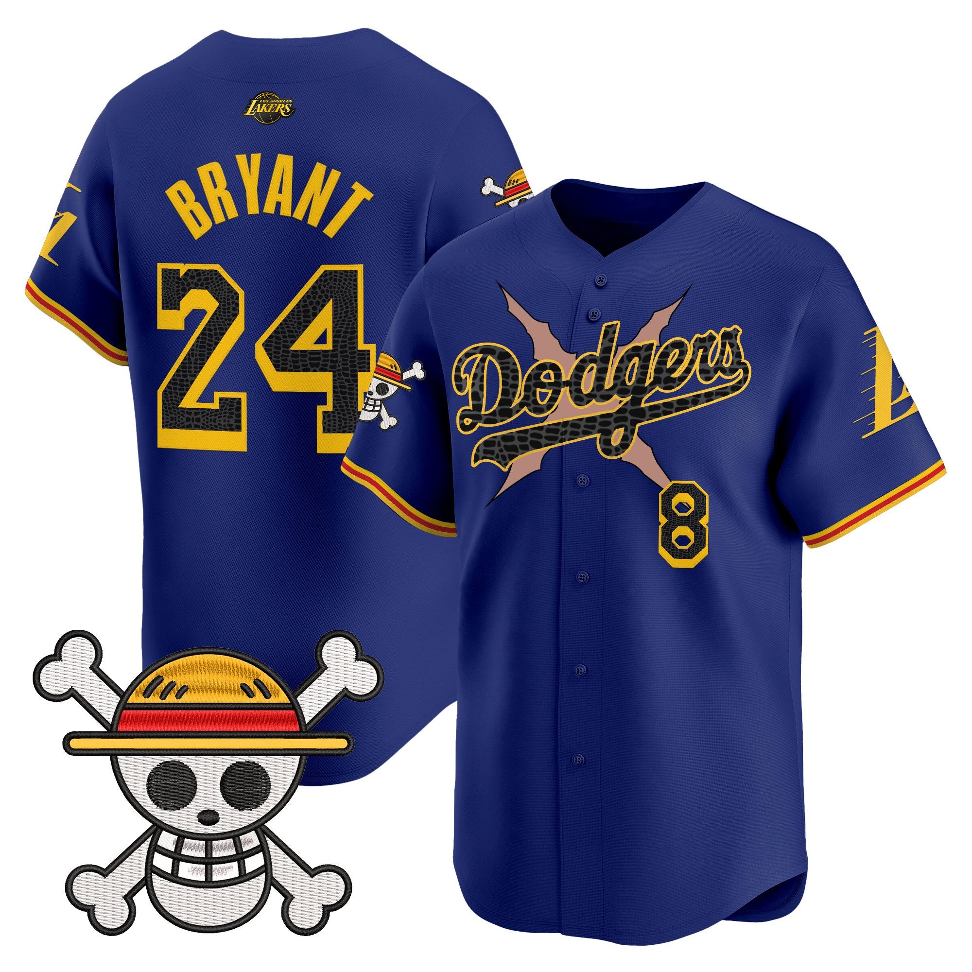 Men's Los Angeles Dodgers x One Piece x Mamba Vapor Premier Limited Jersey - Stitched