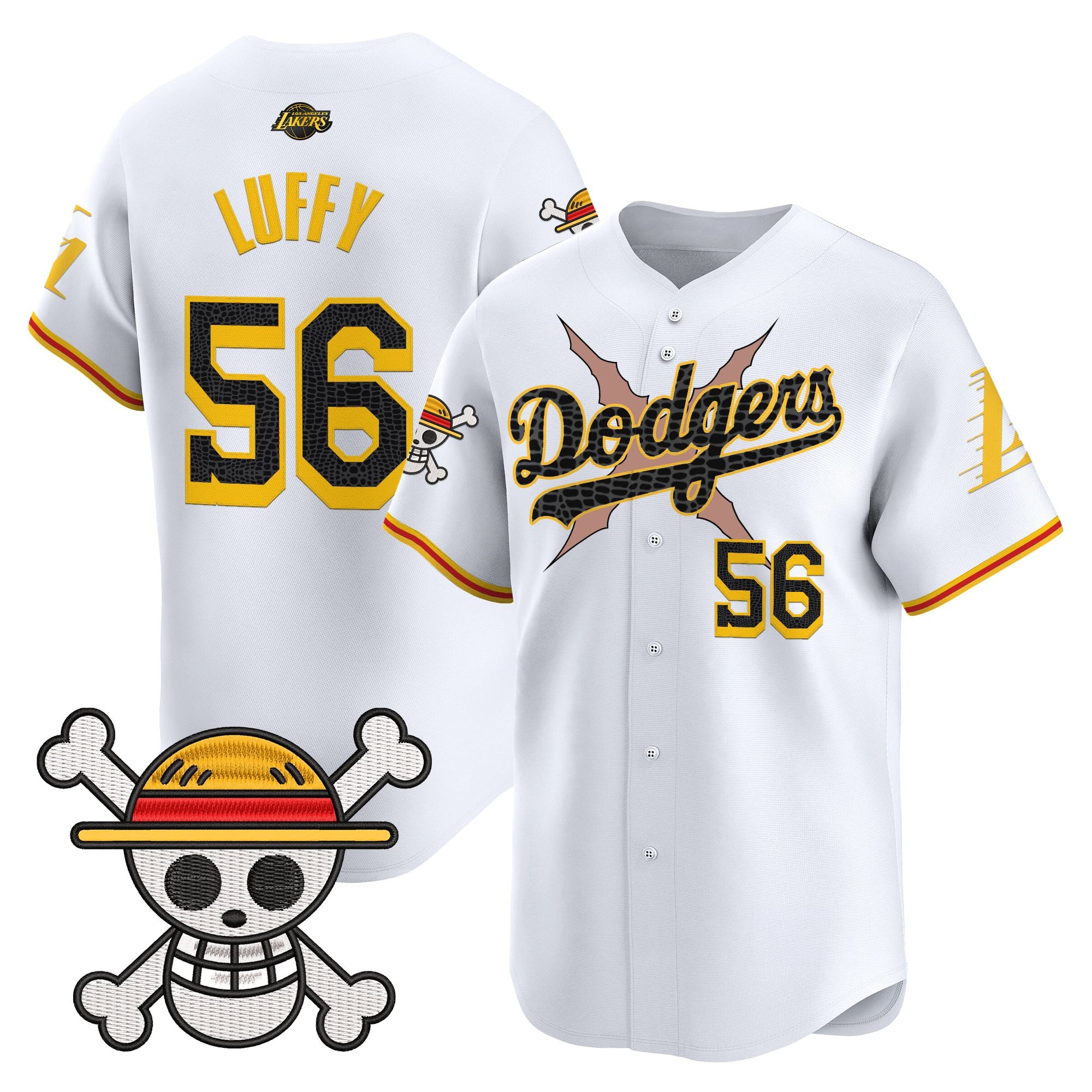 Men's Los Angeles Dodgers x One Piece x Mamba Vapor Premier Limited Jersey - Stitched